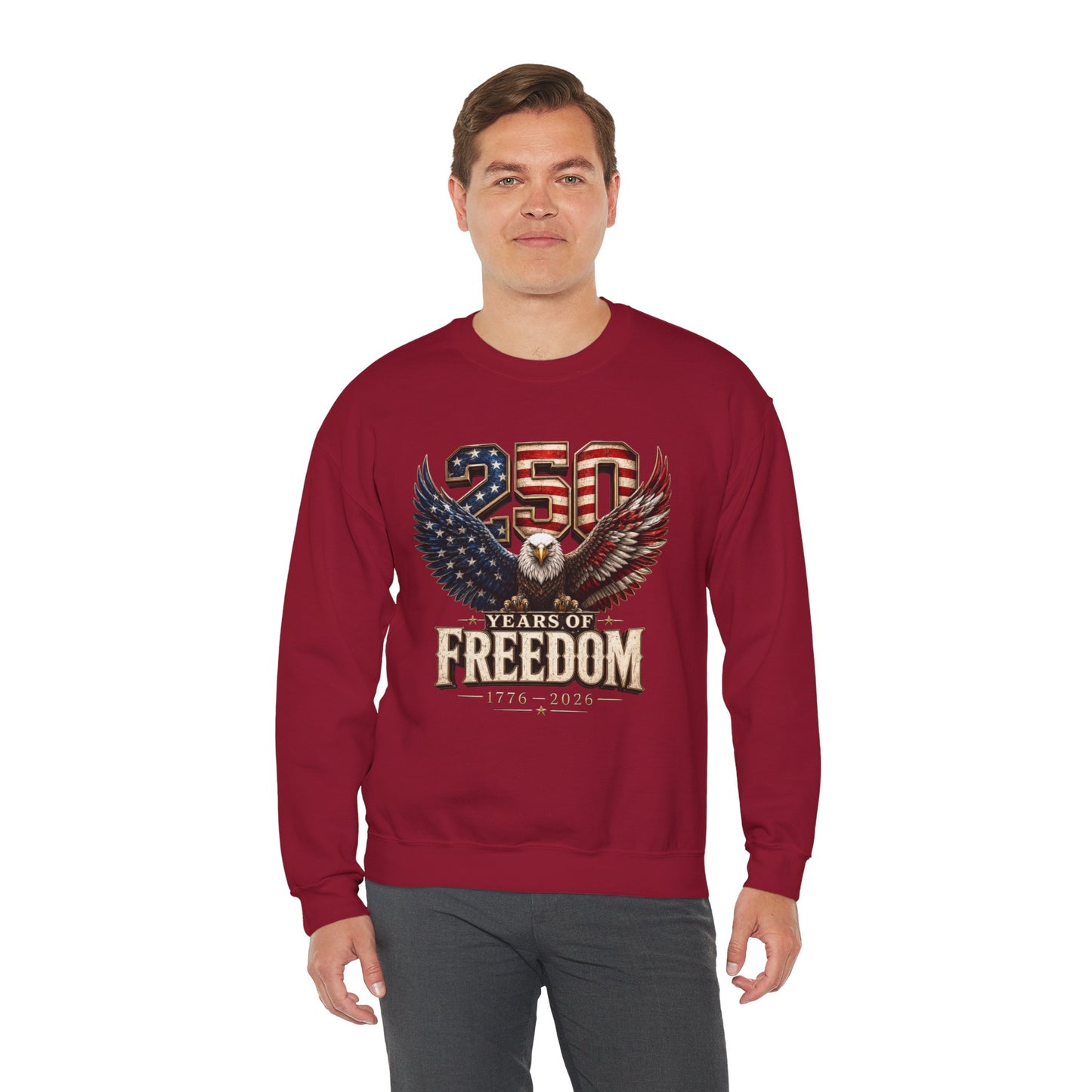 #250 250 Years of Freedom Eagle Patriotic American Flag Anniversary (1776–2026) Crewneck Sweatshirt