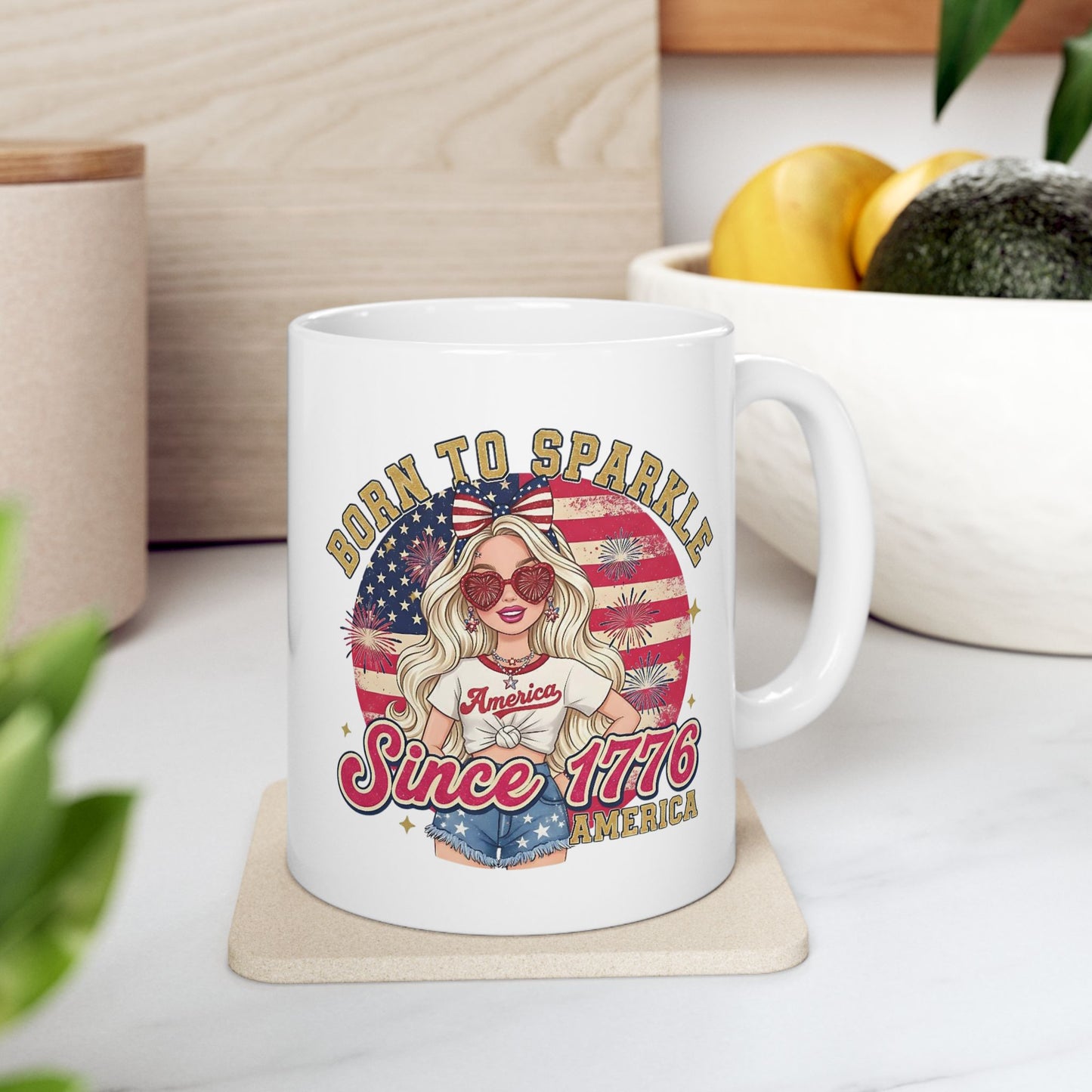 #250 "Born to Sparkle Since 1776" Patriotic Ceramic Mug - 11oz & 15oz