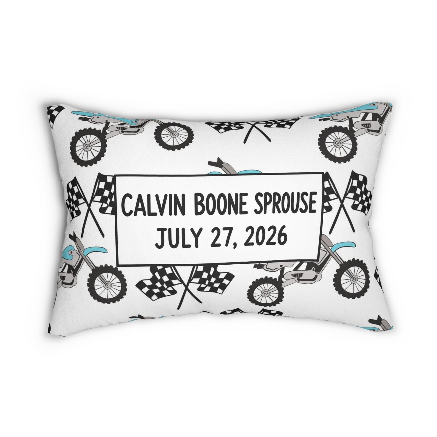#CBS Personalized Motocross Name & Date Lumbar Pillow