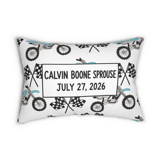 #CBS Personalized Motocross Name & Date Lumbar Pillow