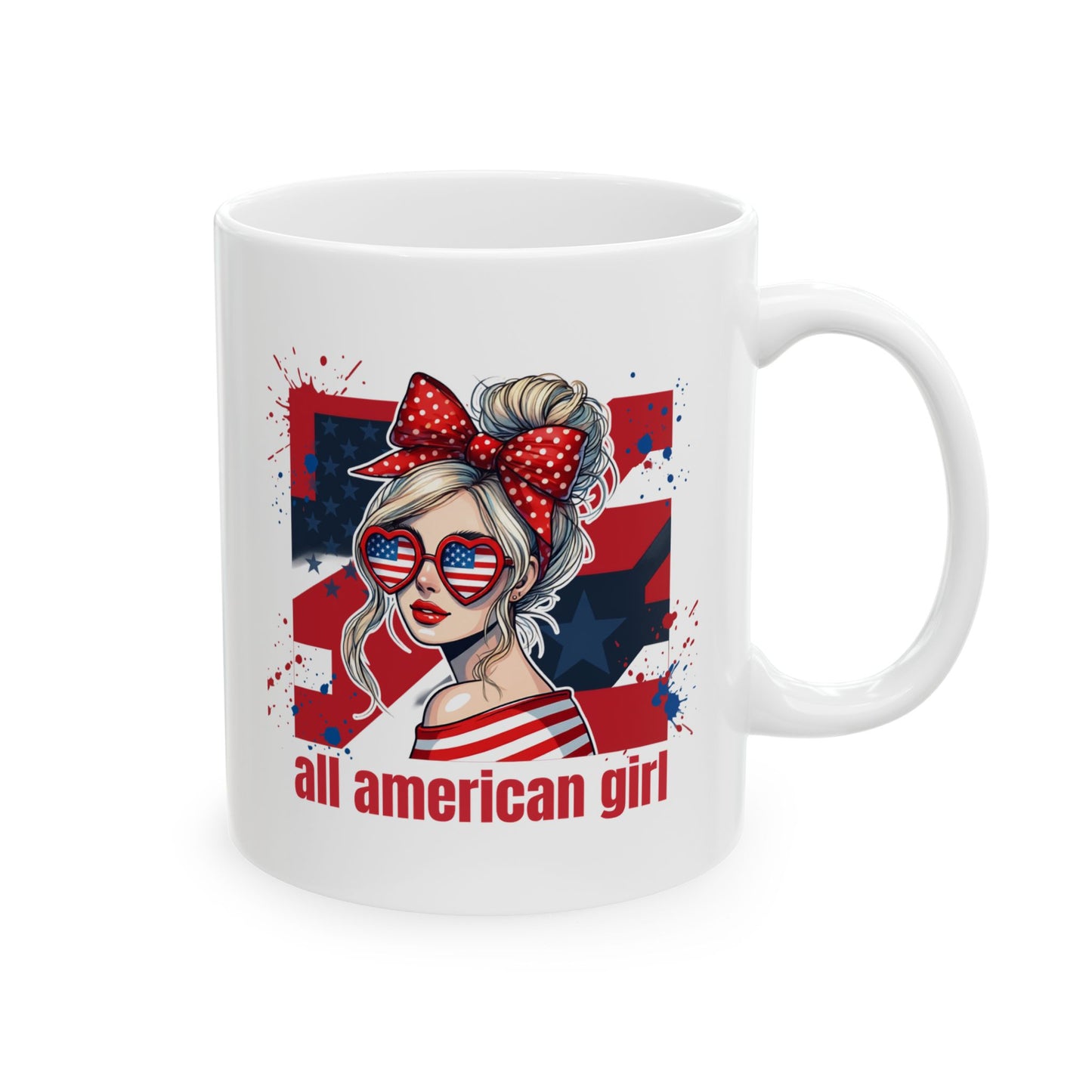 #250 All American Girl Patriotic Ceramic Mug - 11oz & 15oz