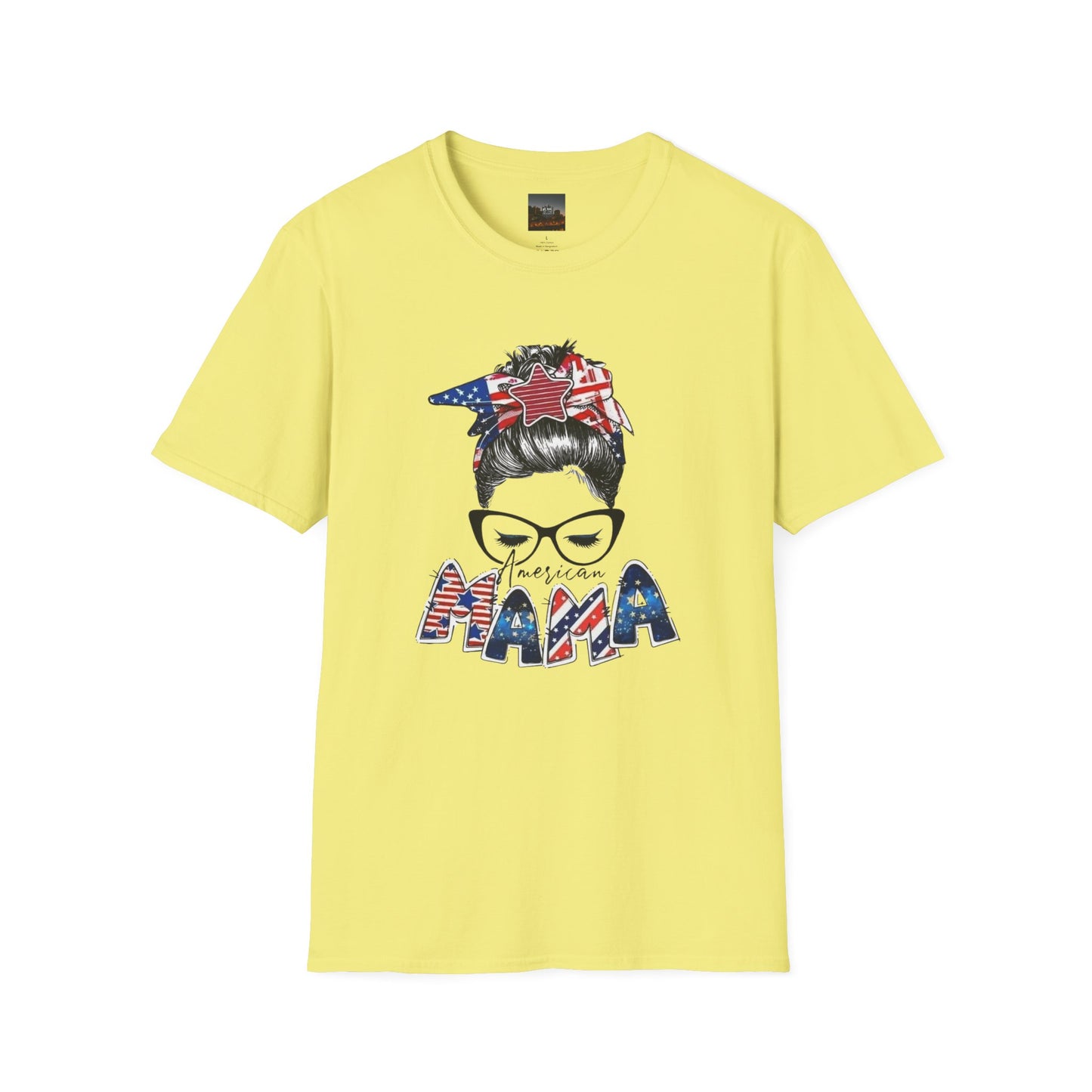 Mama USA Flag Messy Bun T-Shirt