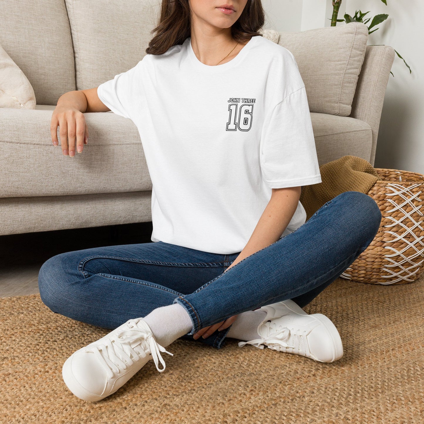 John Three 16 Chest and Back Jersey Print with Scripture Tee