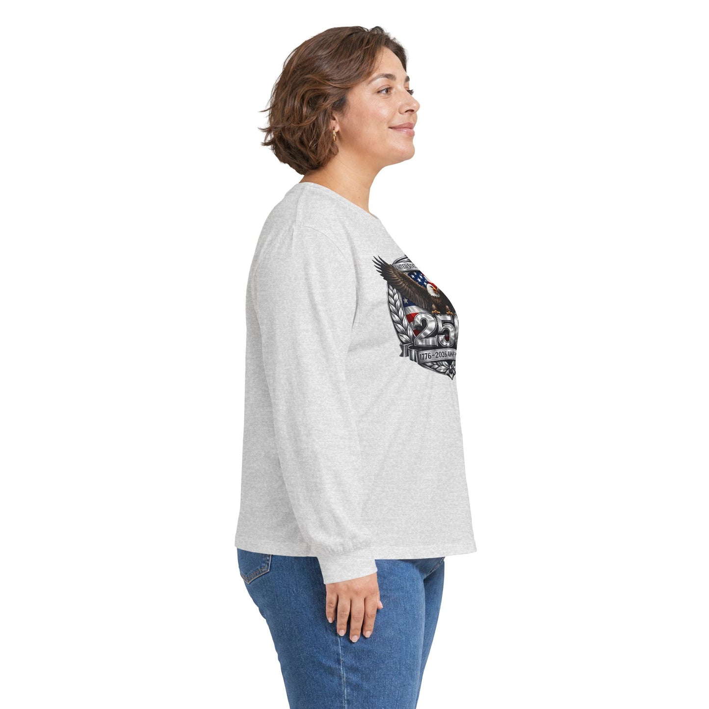 #250 Patriotic Bald Eagle 250 United States Emblem Long Sleeve Tee