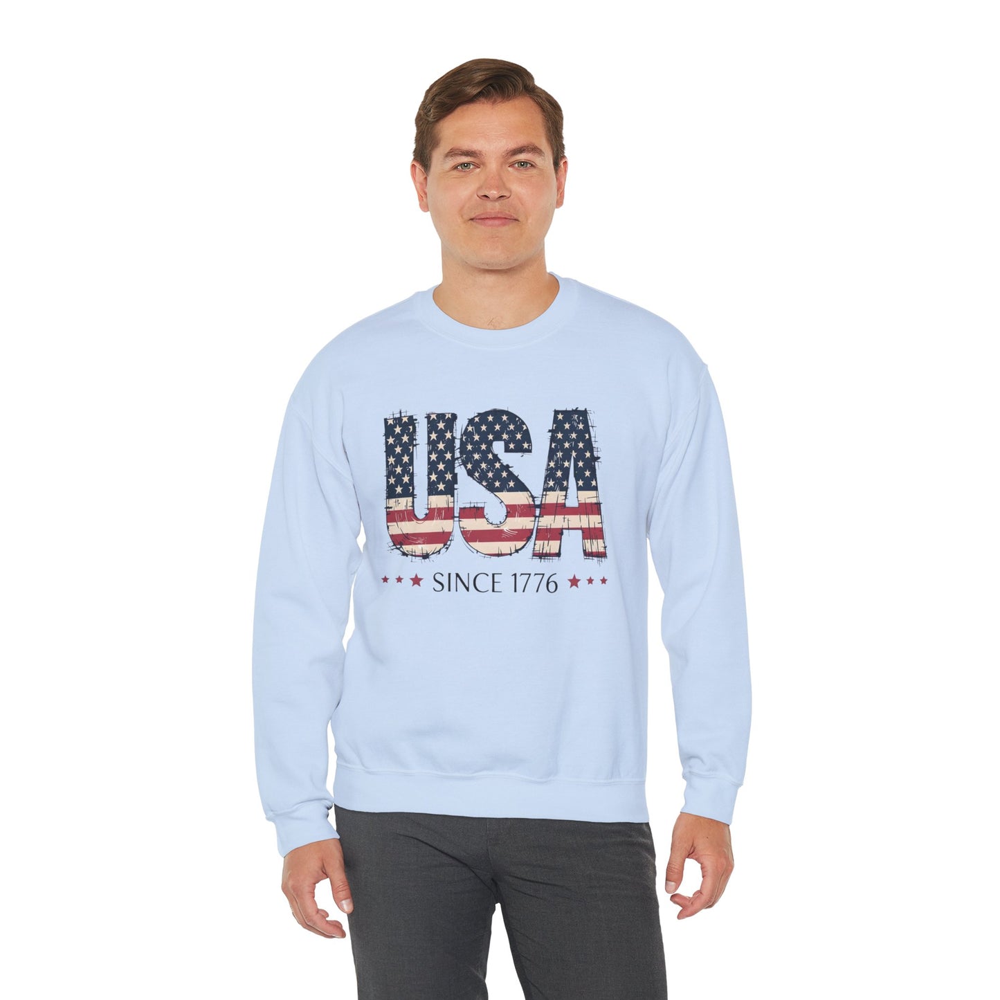 #250 USA Flag "USA Since 1776" Patriotic Crewneck Sweatshirt