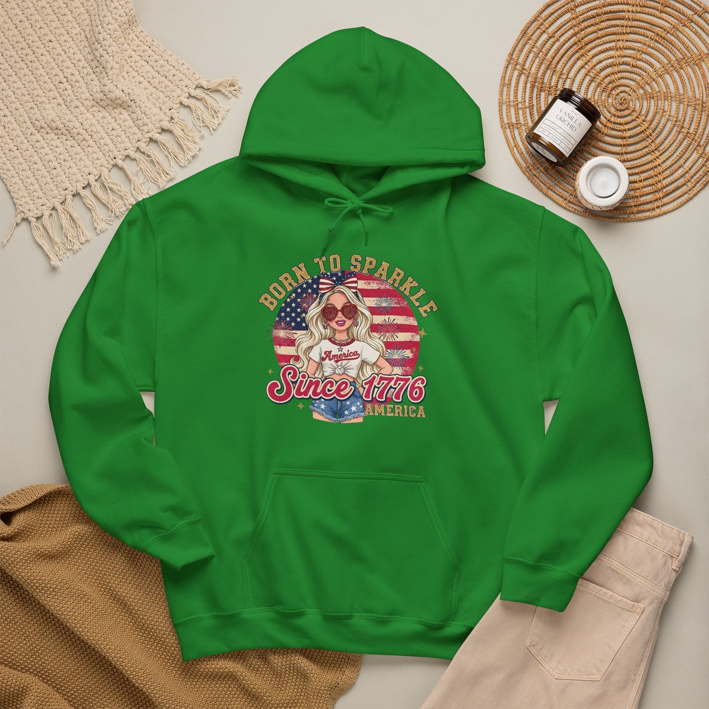 #250 "Born to Sparkle Since 1776" Patriotic Hoodie