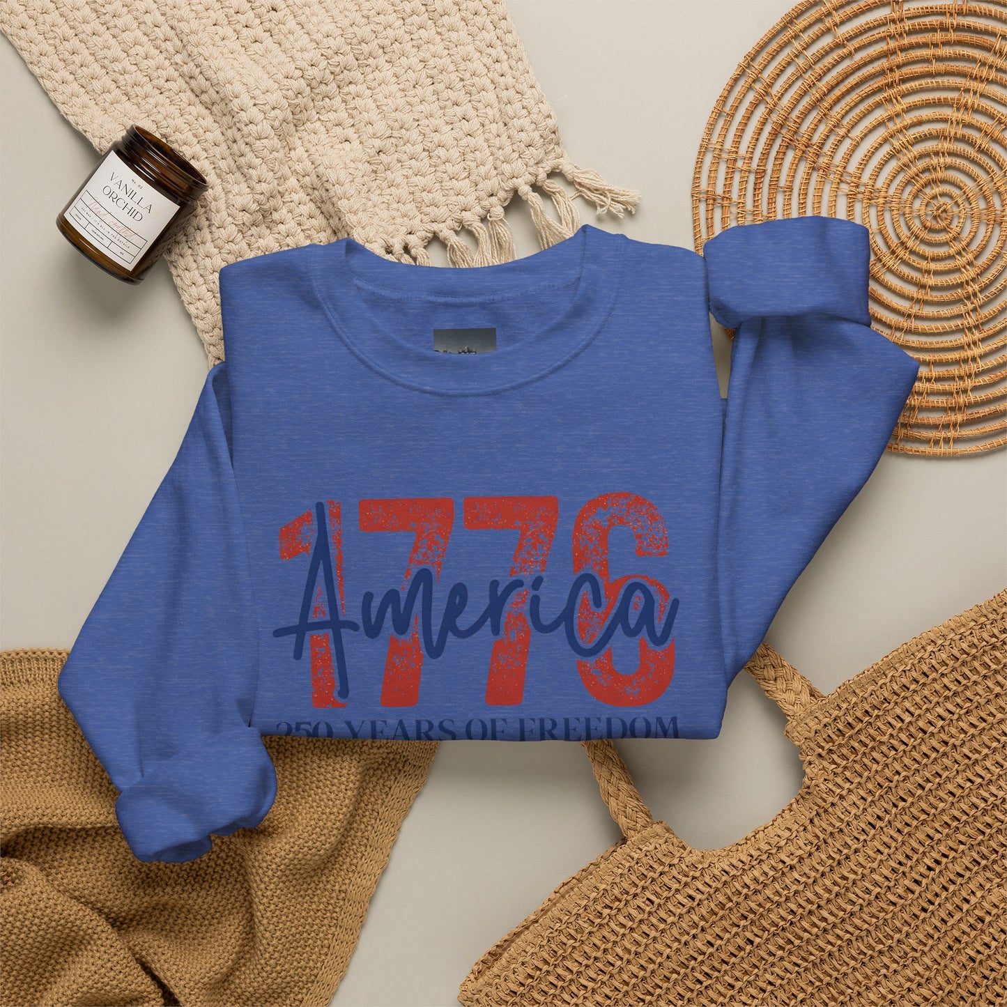 #250 1776 America: 250 Years of Freedom' Patriotic Independence Day Crewneck Sweatshirt
