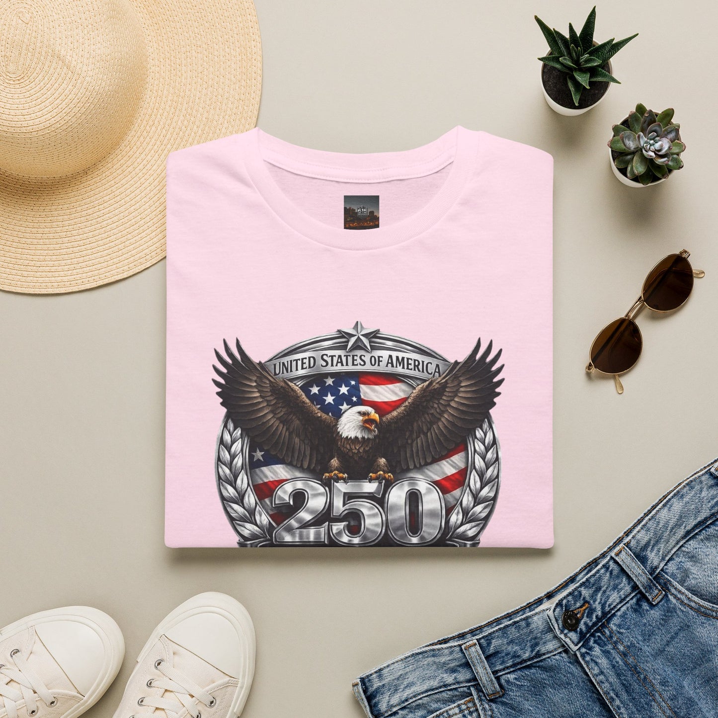 #250 Patriotic Bald Eagle 250 United States Emblem T-Shirt