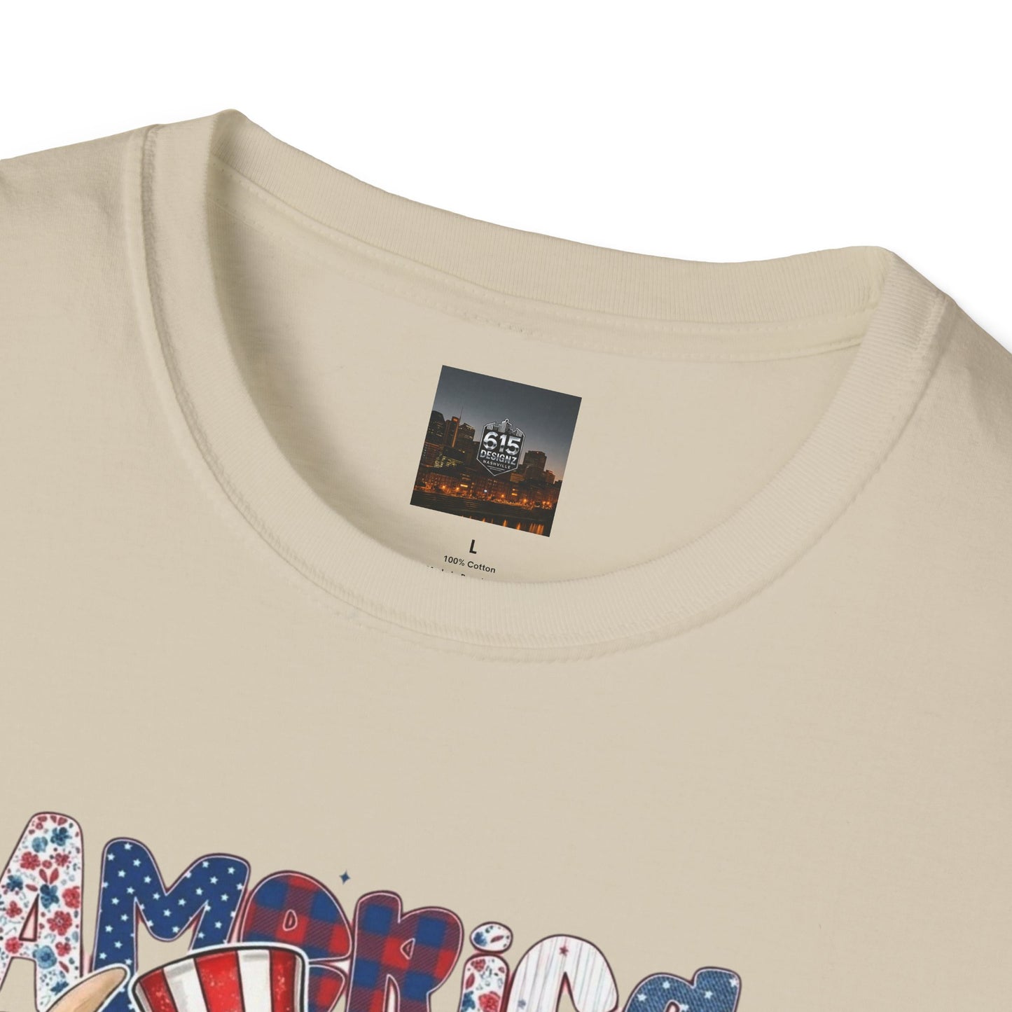 #250 American Flag Bubblegum Patriotic Highland Cow T-Shirt