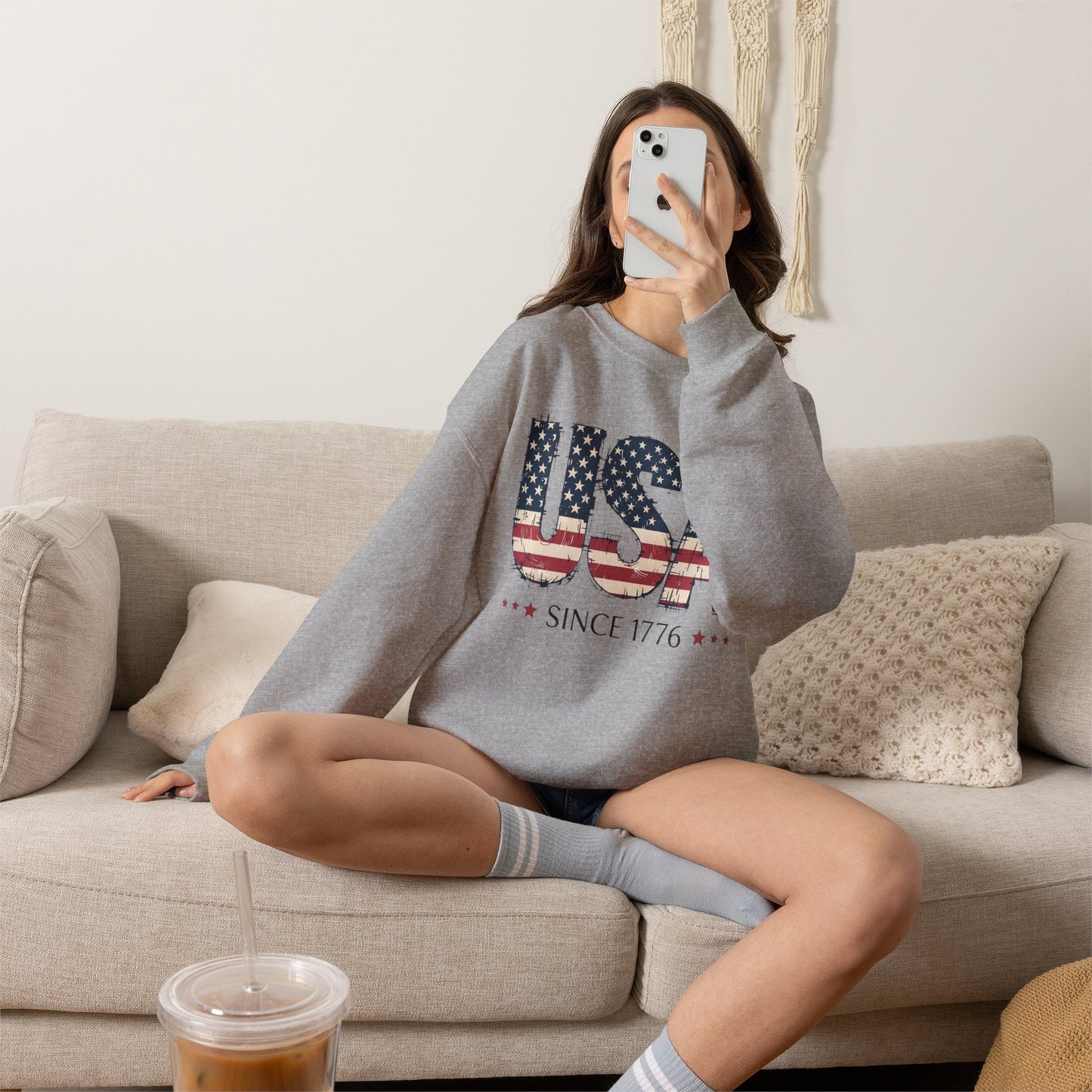 #250 USA Flag "USA Since 1776" Patriotic Crewneck Sweatshirt