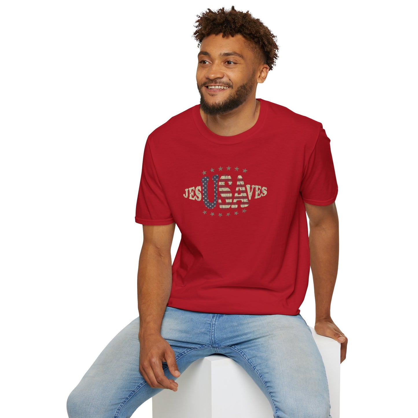 JesUSAves Patriotic T-Shirt — American Flag Christian Faith Tee
