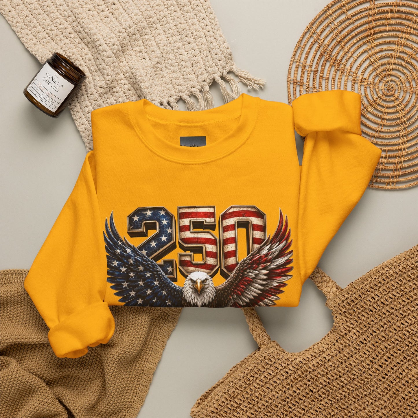 #250 250 Years of Freedom Eagle Patriotic American Flag Anniversary (1776–2026) Crewneck Sweatshirt