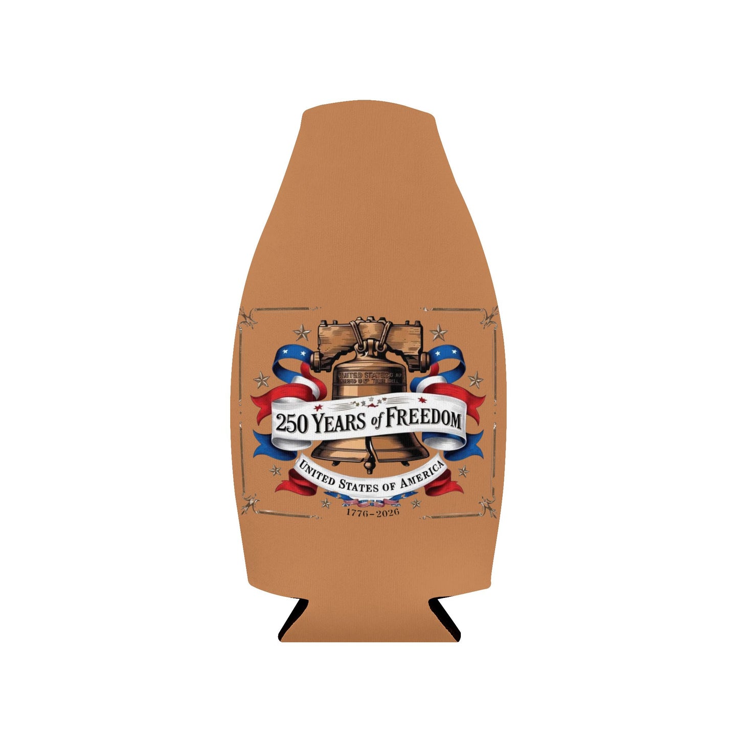 #250 250 Years of Freedom Liberty Bell Zip-Up Bottle Cooler Sleeve Koozie
