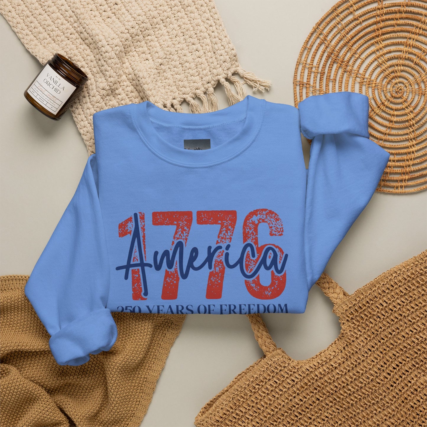 #250 1776 America: 250 Years of Freedom' Patriotic Independence Day Crewneck Sweatshirt