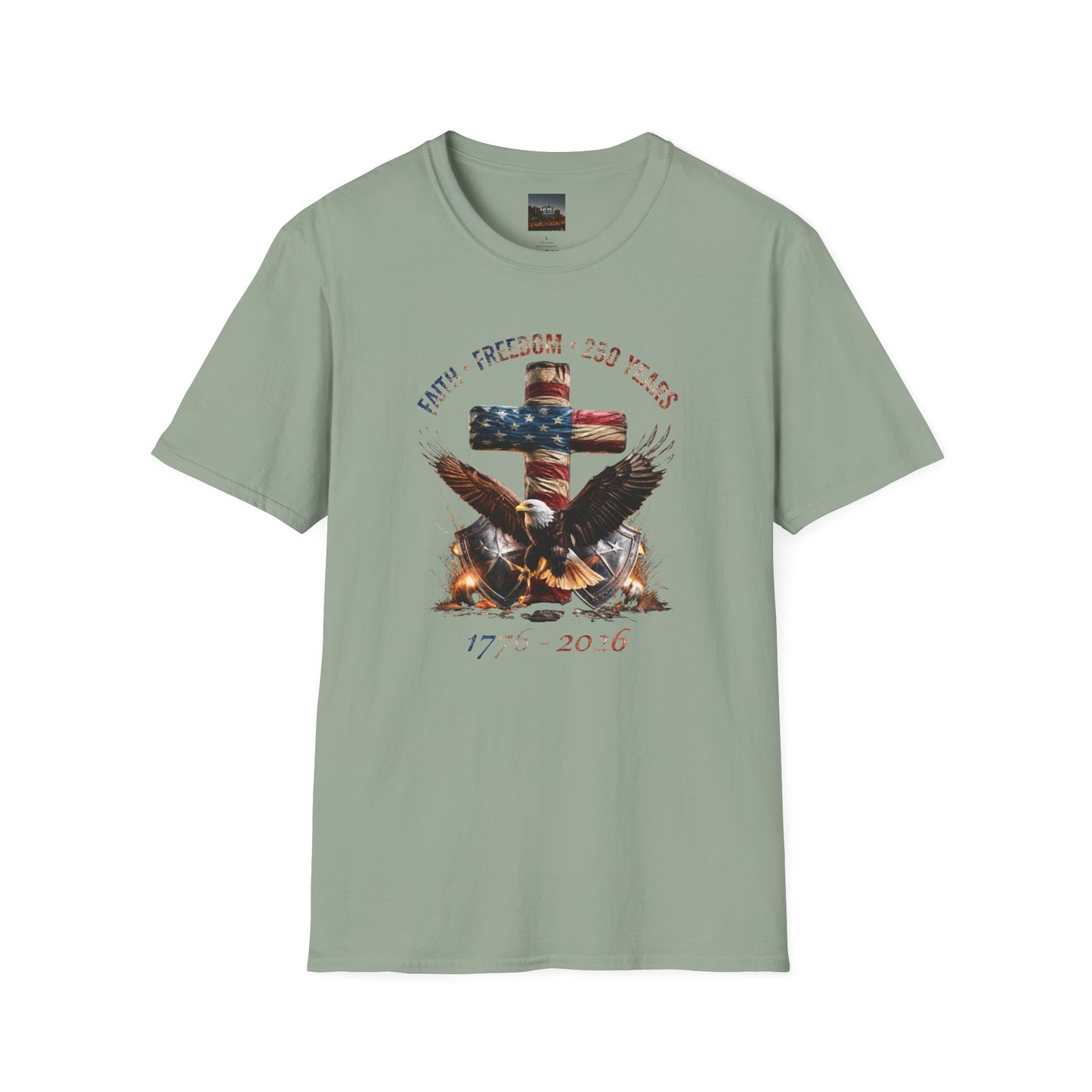 #250 Faith • Freedom 250 Years American Flag Cross & Eagle 1776-2026 T-Shirt