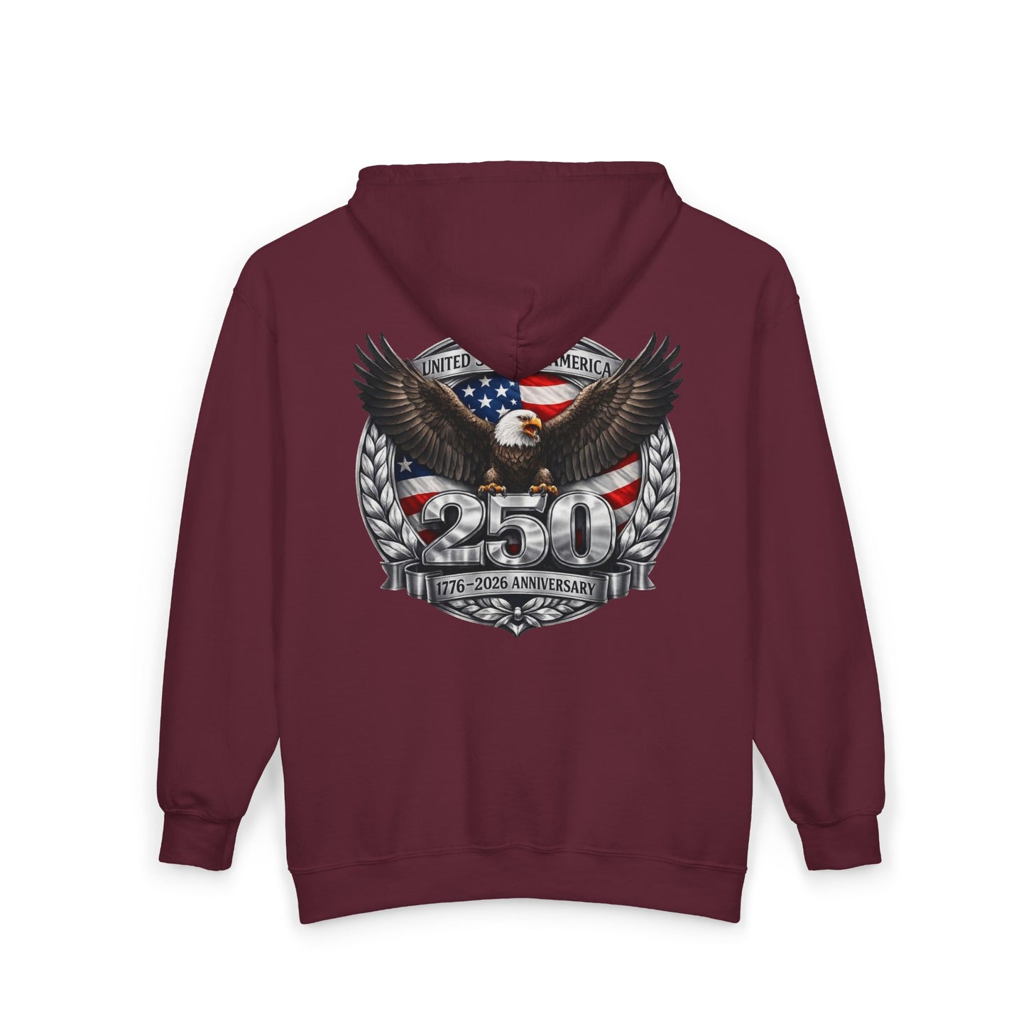 #250 Patriotic Bald Eagle 250 United States Emblem Zip Hoodie
