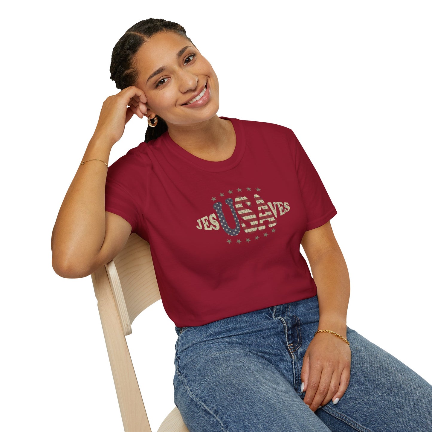 JesUSAves Patriotic T-Shirt — American Flag Christian Faith Tee