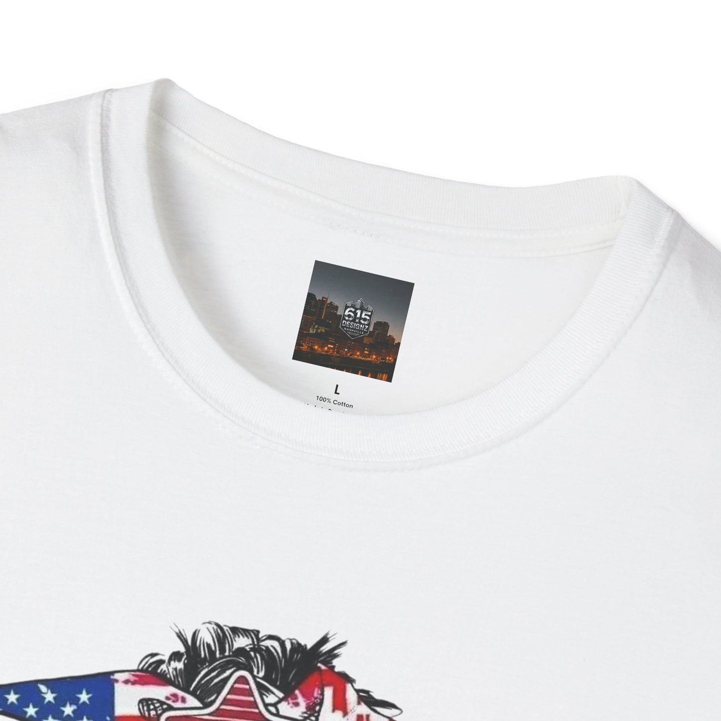 Mama USA Flag Messy Bun T-Shirt