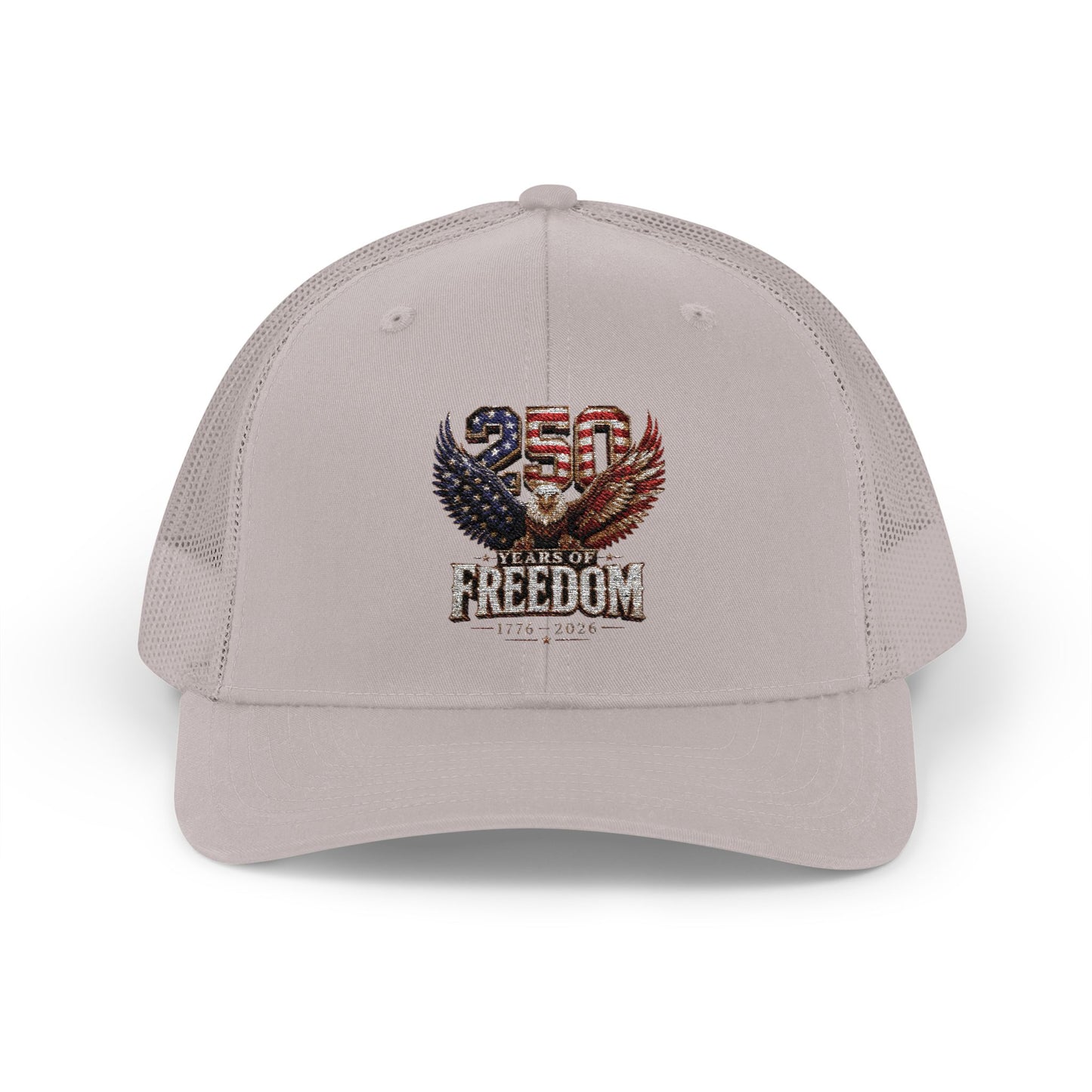 #250 250 Years of Freedom Eagle Patriotic American Flag Anniversary (1776–2026) Snapback Trucker Cap
