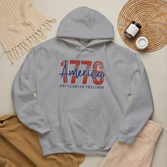 #250 1776 America: 250 Years of Freedom' Patriotic Independence Day Hoodie