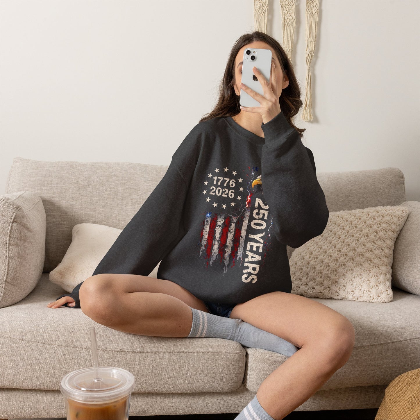 #250 1776-2026 250 Years USA Bicentennial Eagle Crewneck Sweatshirt