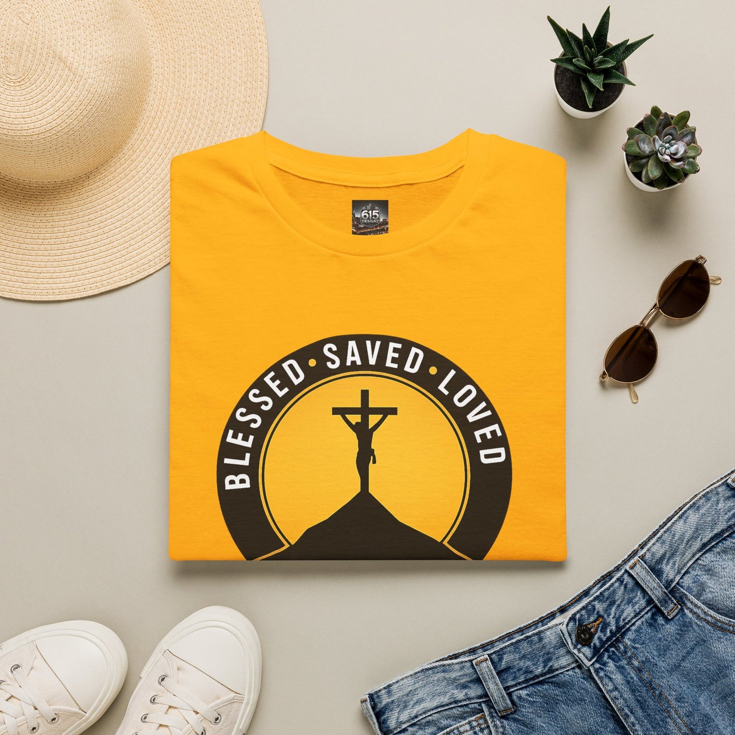 Blessed • Saved • Loved by Jesus T-Shirt — Christian Faith Tee