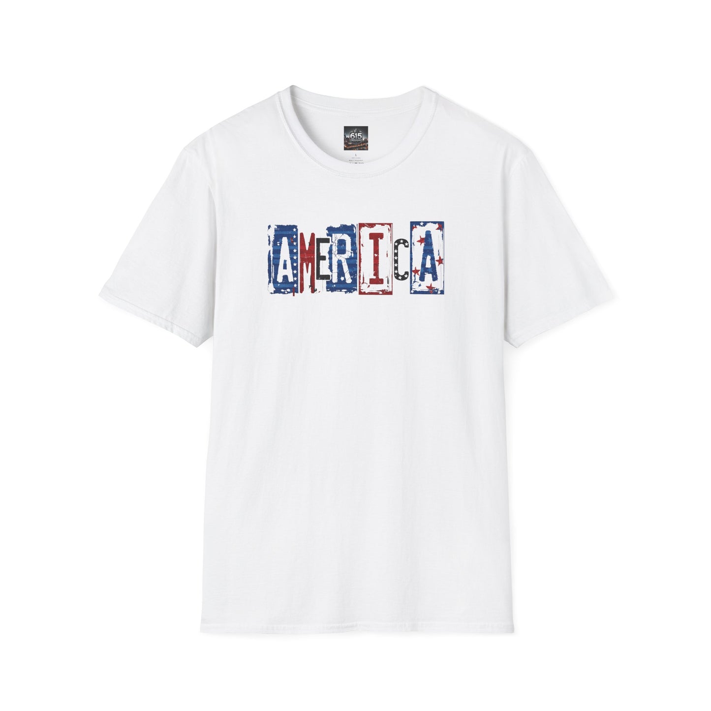 #250 America Retro Block Text Patriotic T-Shirt
