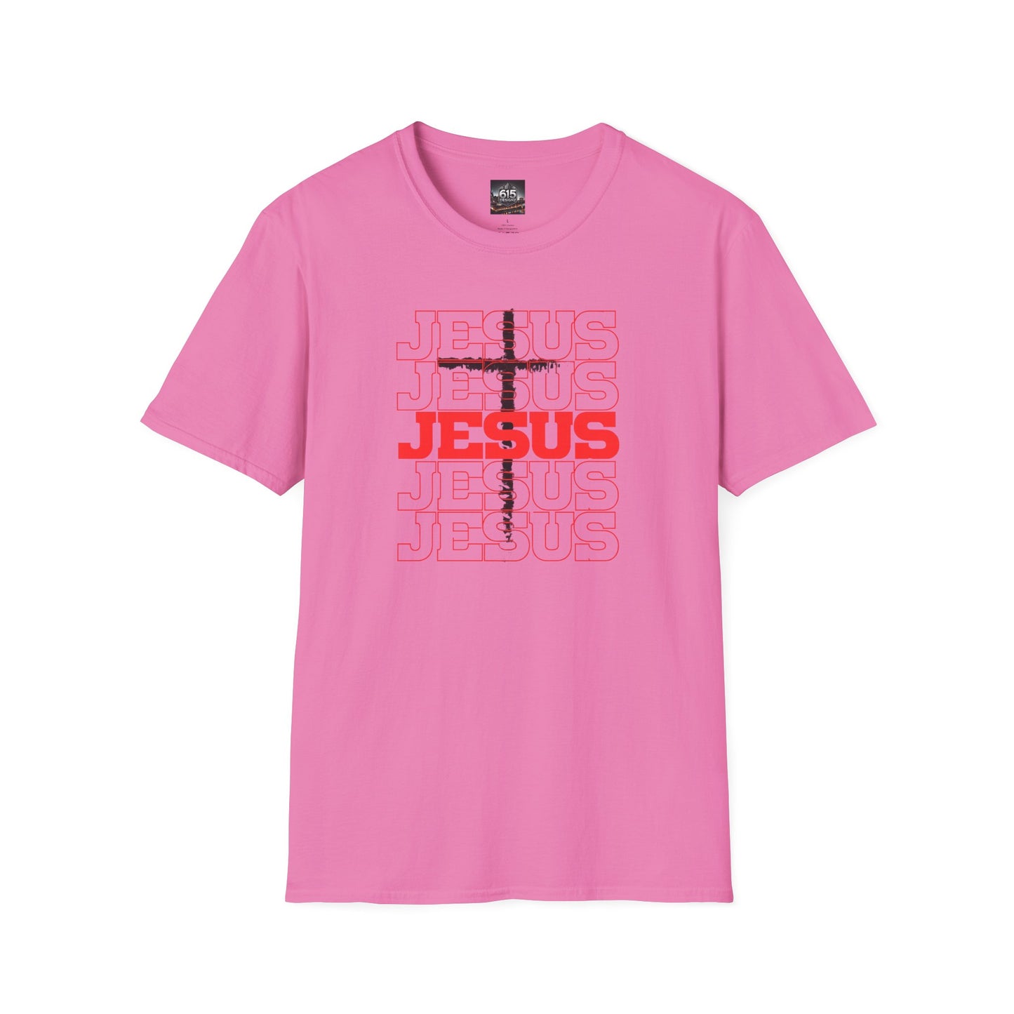 Jesus Cross Red Text Black Cross Graphic T-Shirt — Religious Faith Tee