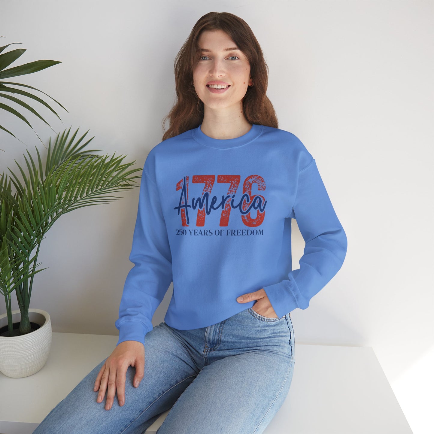 #250 1776 America: 250 Years of Freedom' Patriotic Independence Day Crewneck Sweatshirt