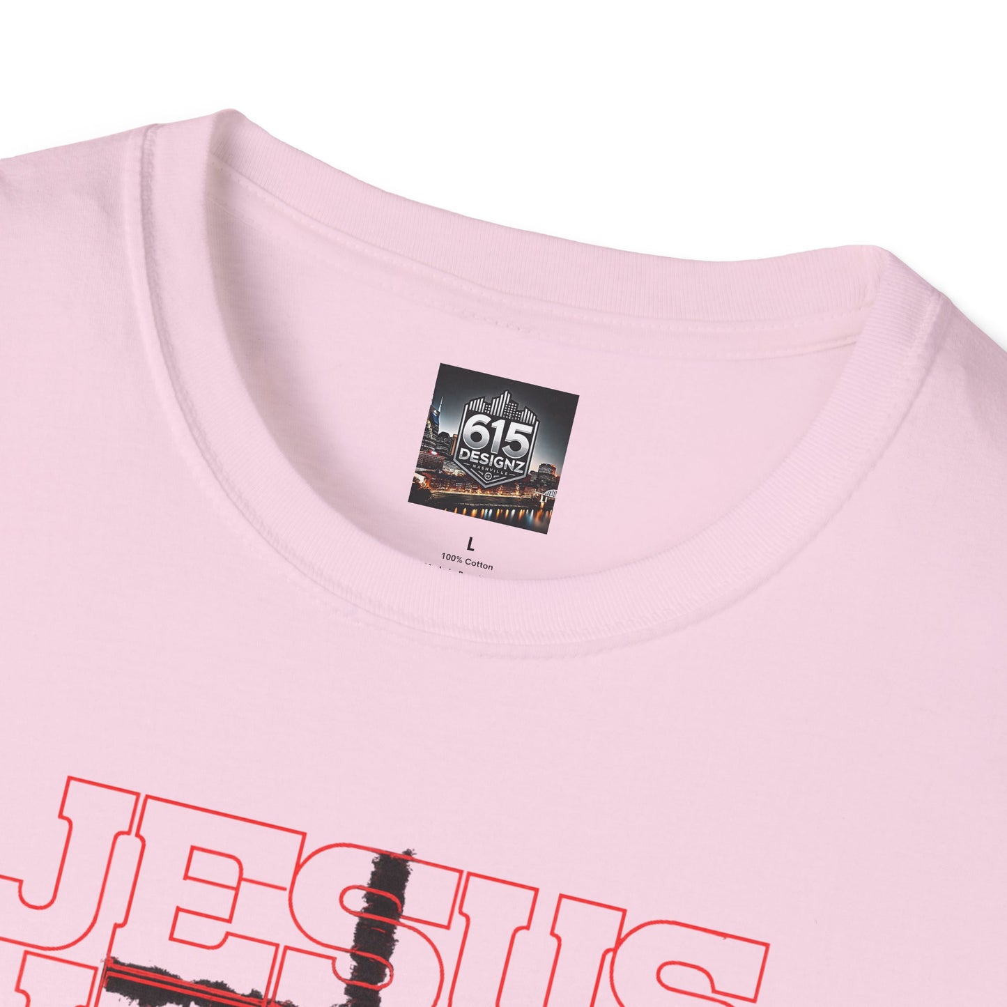 Jesus Cross Red Text Black Cross Graphic T-Shirt — Religious Faith Tee