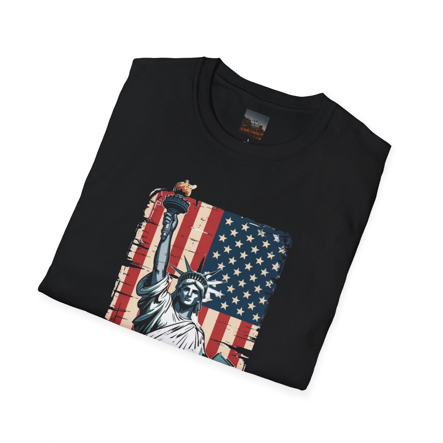 #250 Statue of Liberty American Flag 'America' Patriotic Independence Day T‑Shirt