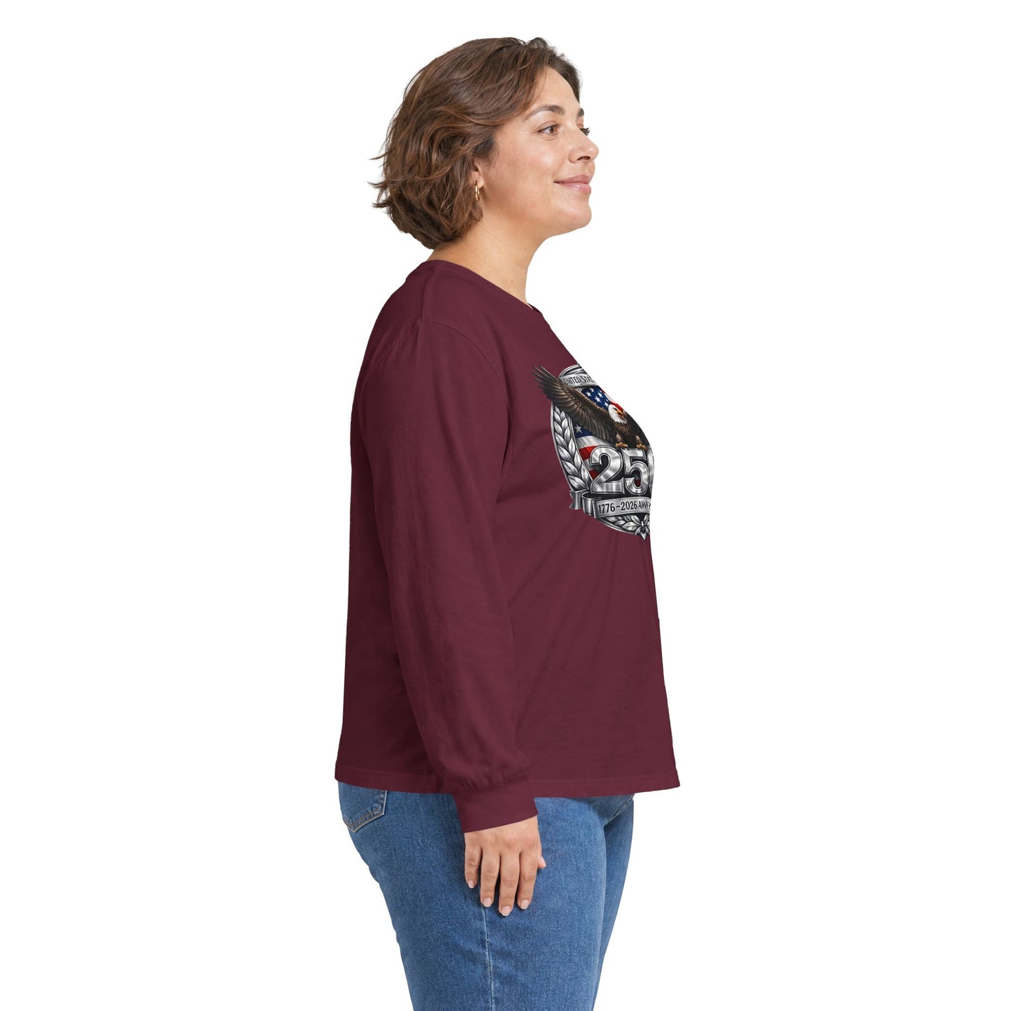 #250 Patriotic Bald Eagle 250 United States Emblem Long Sleeve Tee