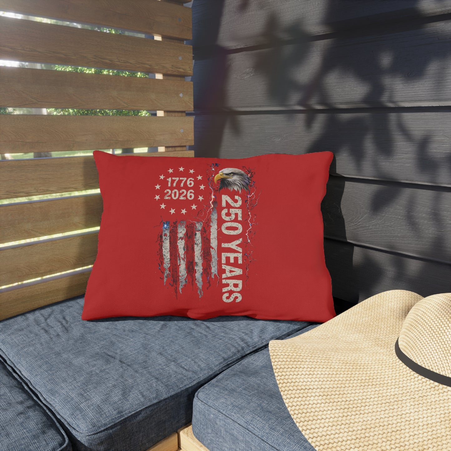 #250 1776-2026 250 Years USA Bicentennial Eagle Outdoor Throw Pillow