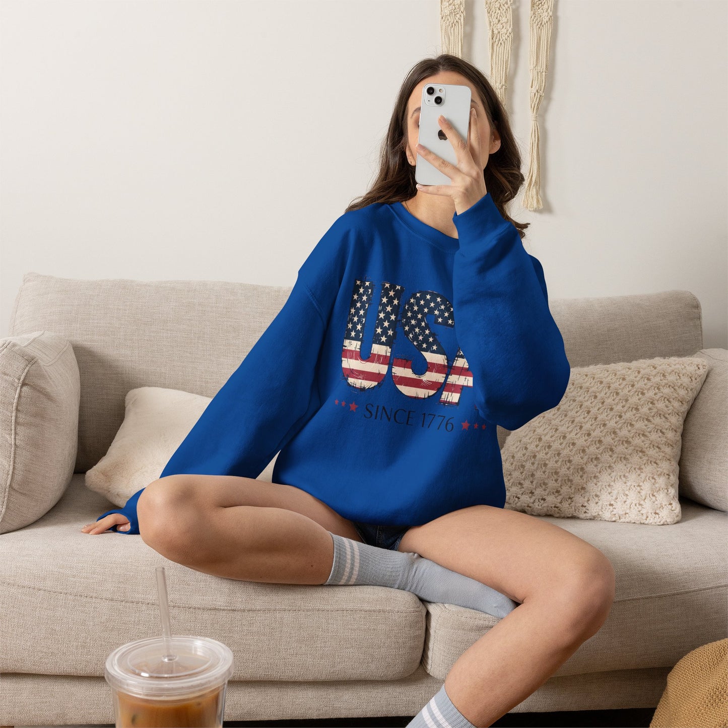 #250 USA Flag "USA Since 1776" Patriotic Crewneck Sweatshirt