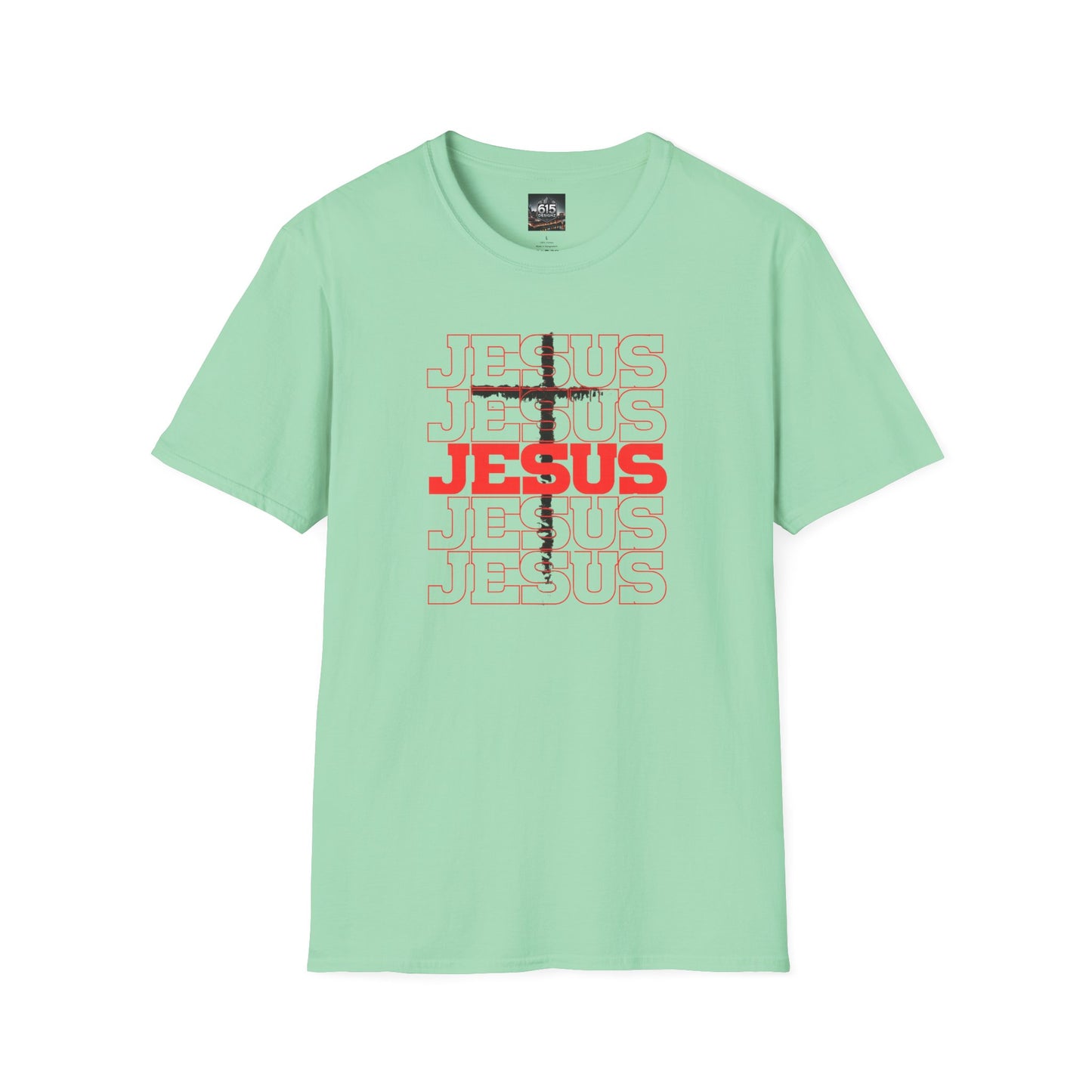 Jesus Cross Red Text Black Cross Graphic T-Shirt — Religious Faith Tee