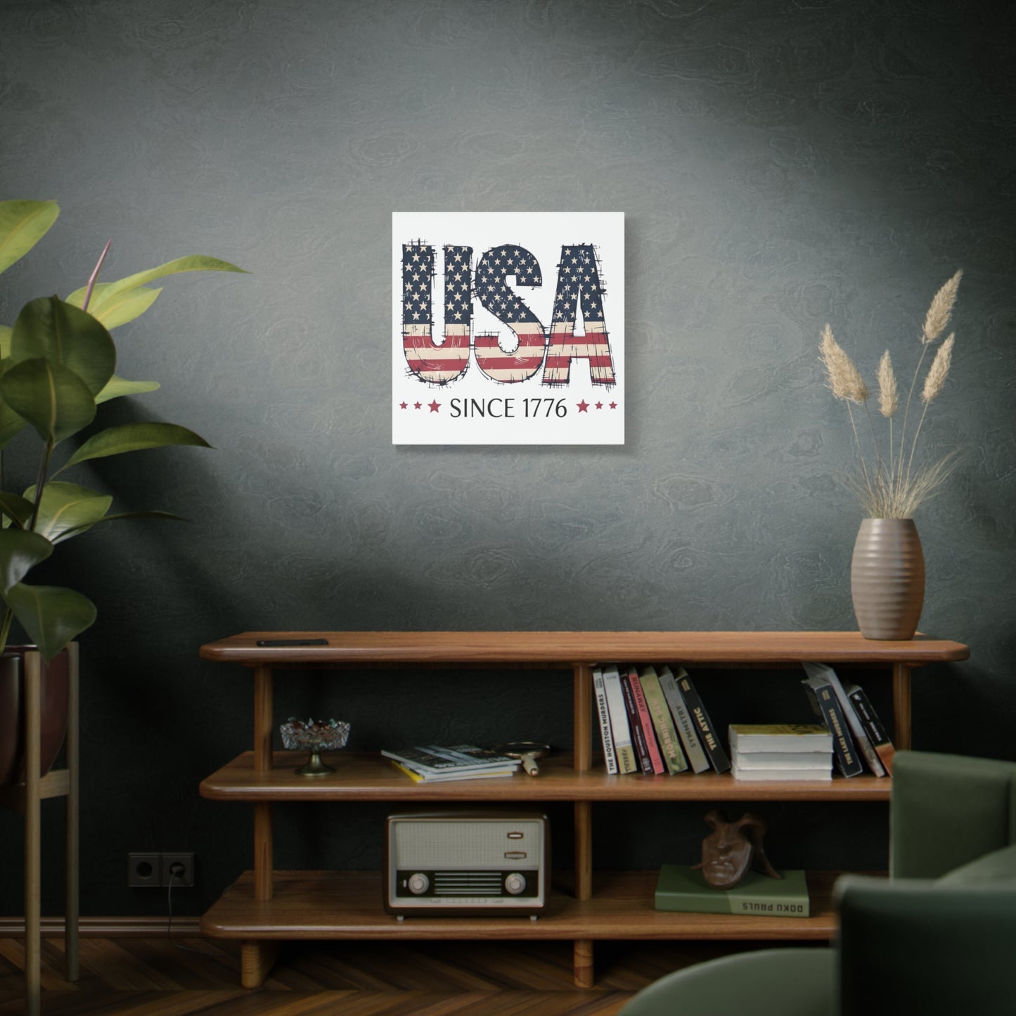 #250 USA Flag "USA Since 1776" Patriotic Matte Canvas Wall Art