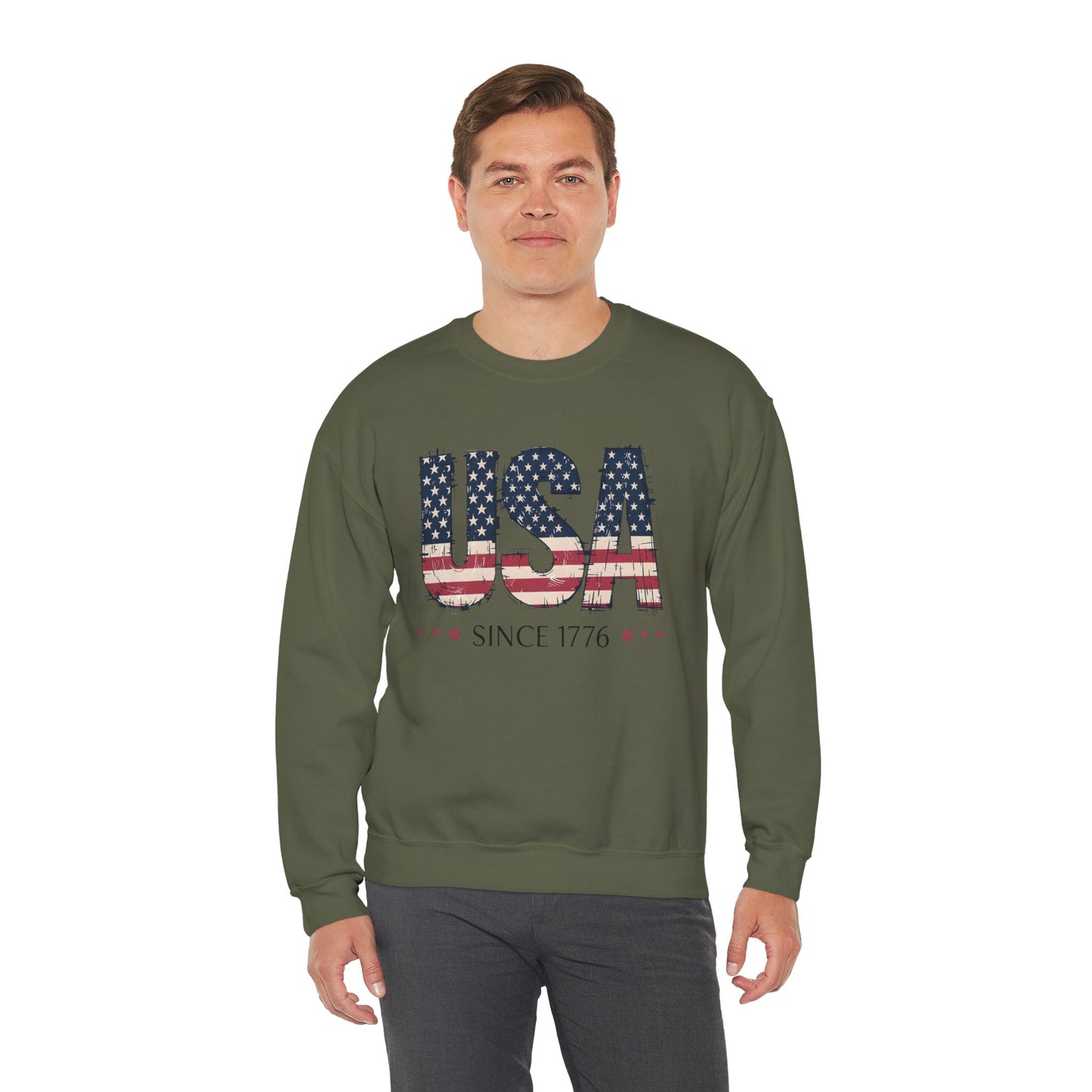 #250 USA Flag "USA Since 1776" Patriotic Crewneck Sweatshirt