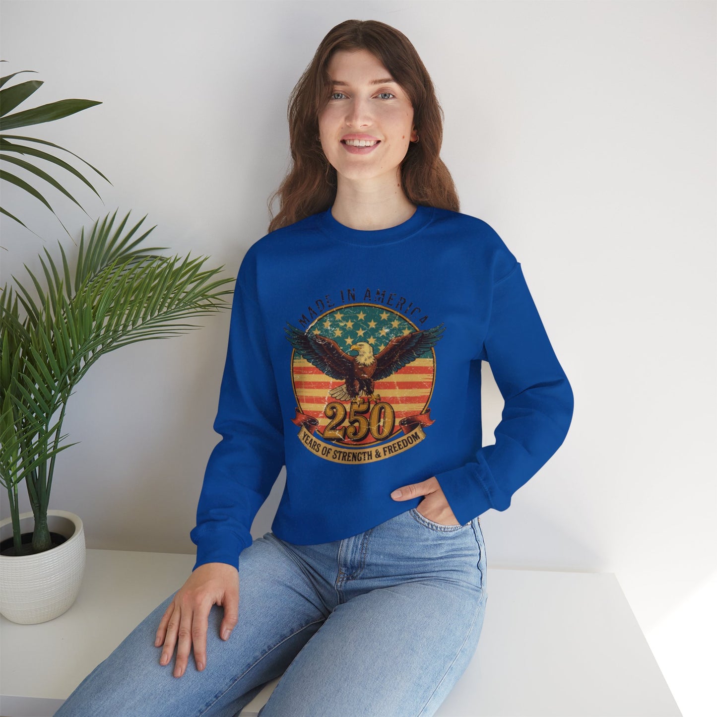 #250 Made in America Eagle 250th Anniversary Patriotic Crewneck Sweatshirt