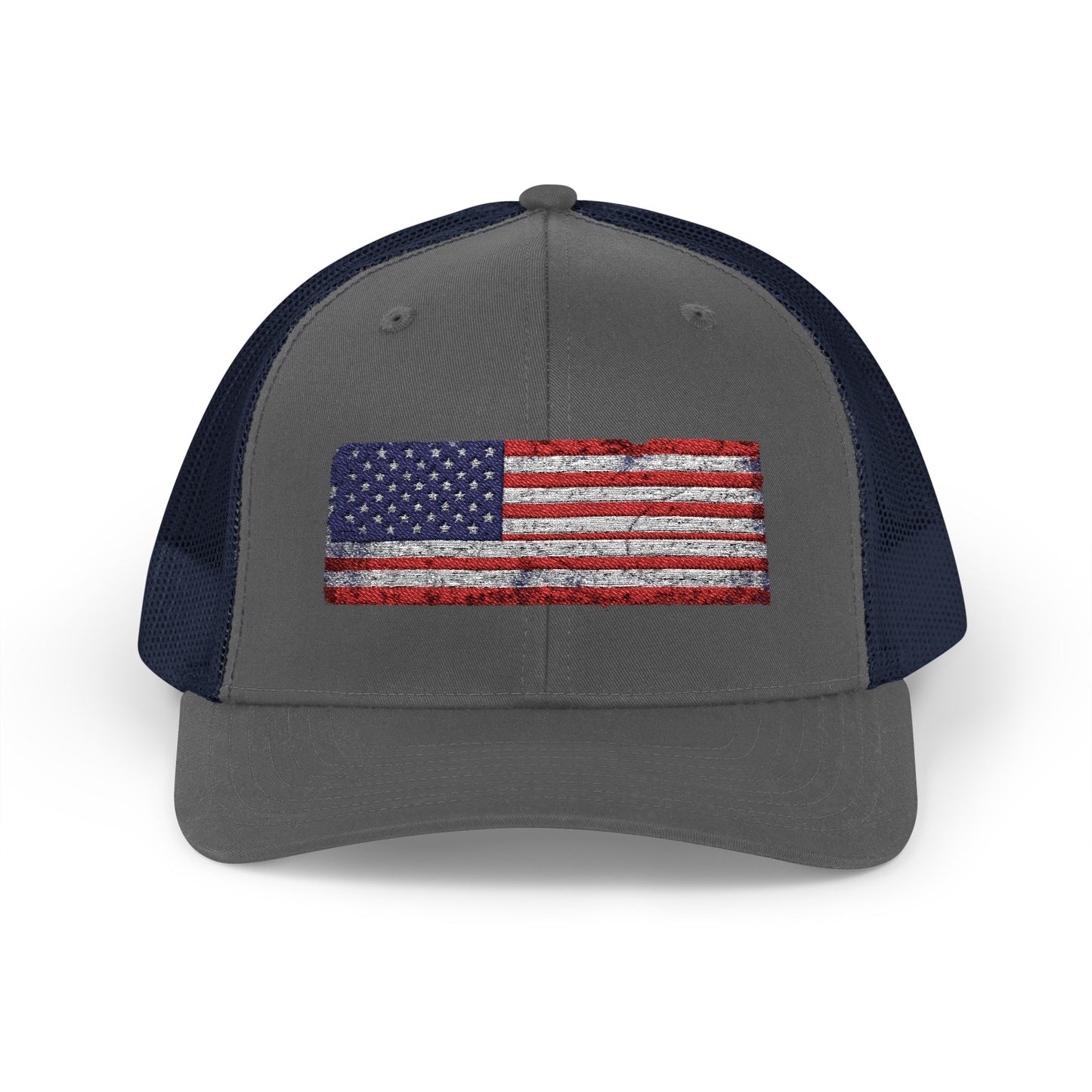 #250 Distressed American Flag Snapback Trucker Cap