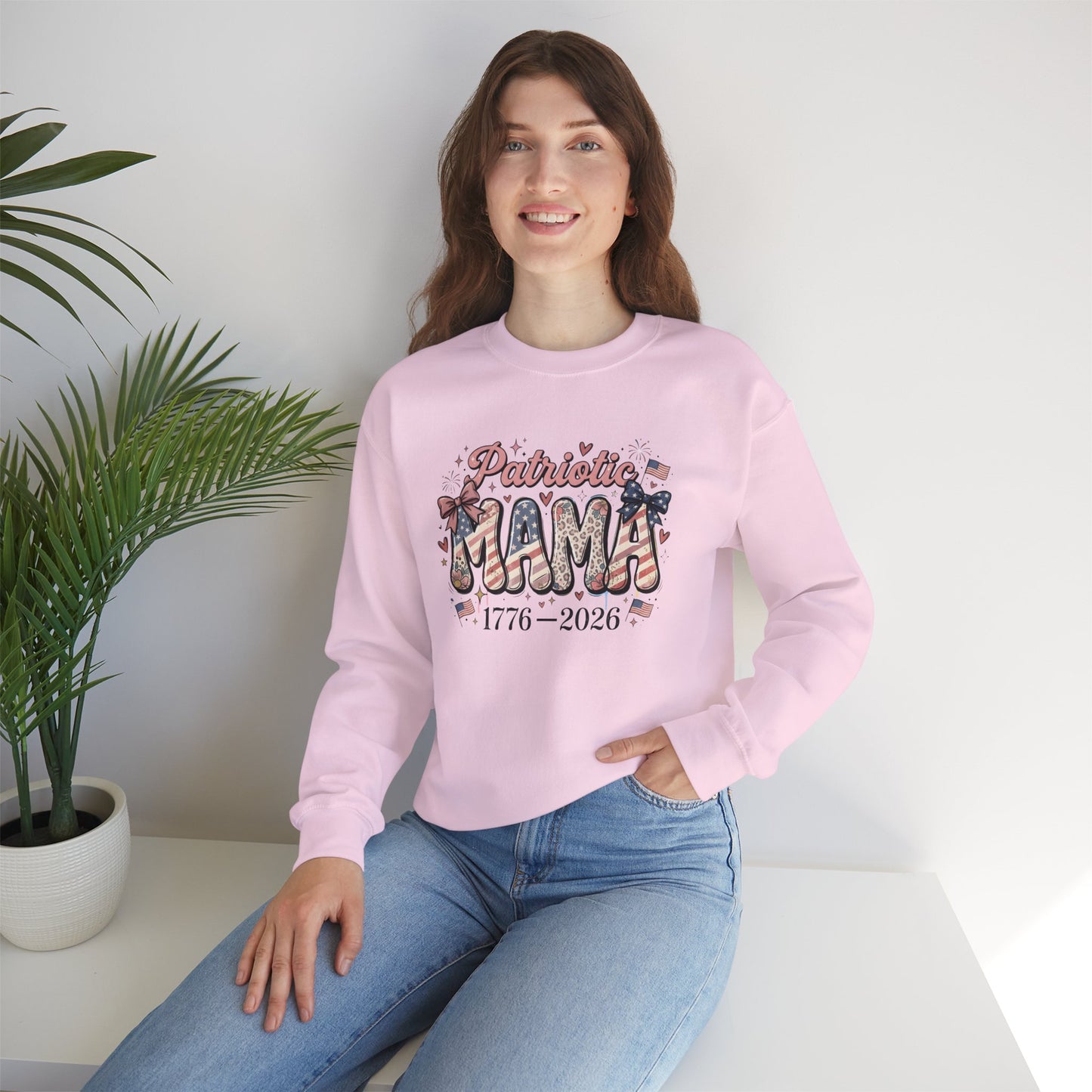 #250 Patriotic Mama 1776–2026 American Flag Sweatshirt