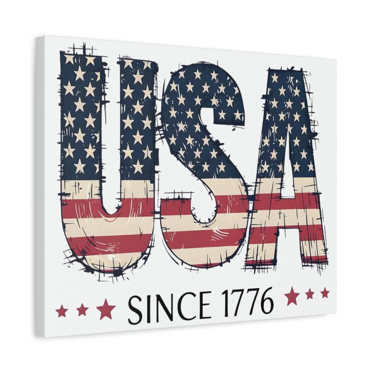 #250 USA Flag "USA Since 1776" Patriotic Matte Canvas Wall Art