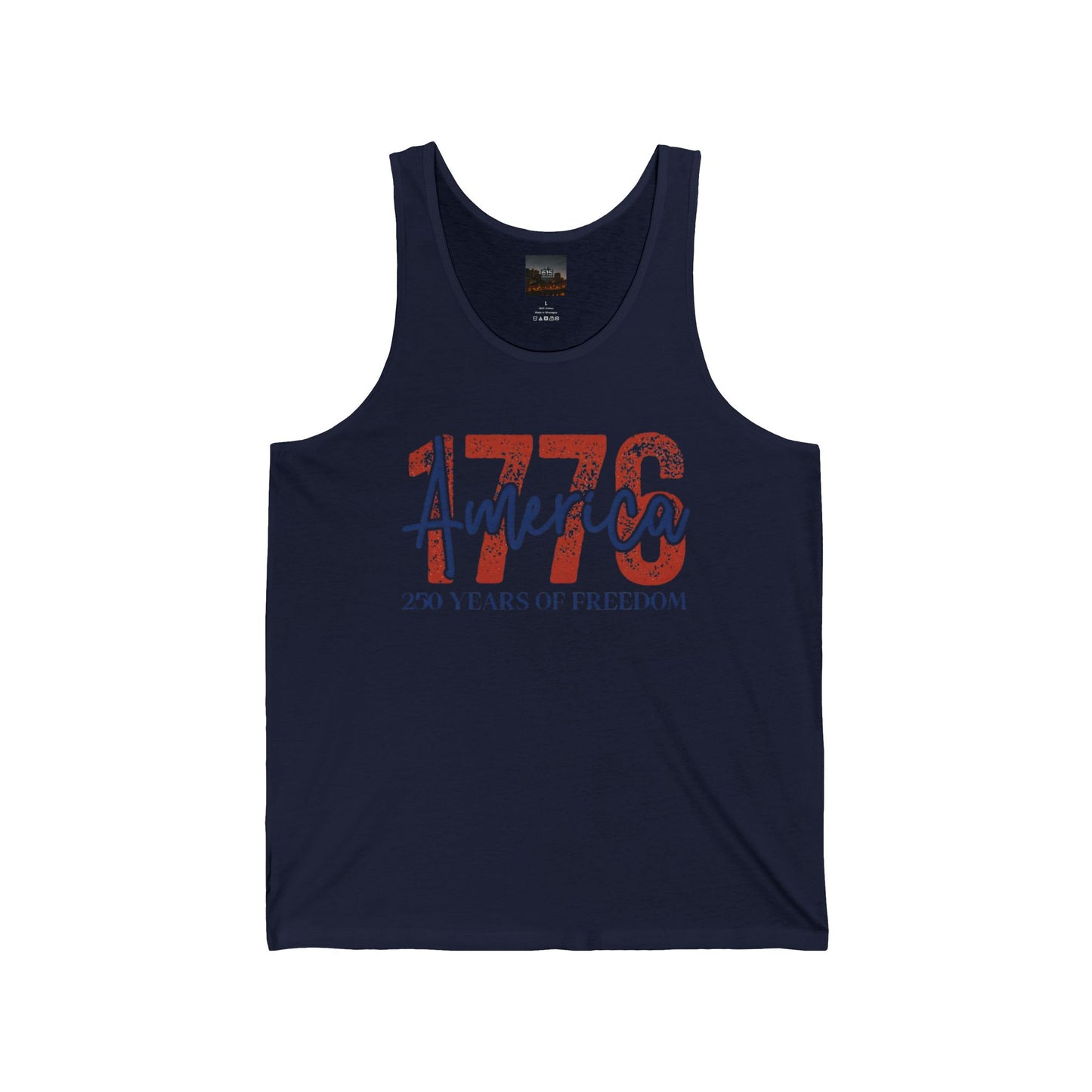 #250 1776 America: 250 Years of Freedom' Patriotic Independence Day Jersey Tank Top