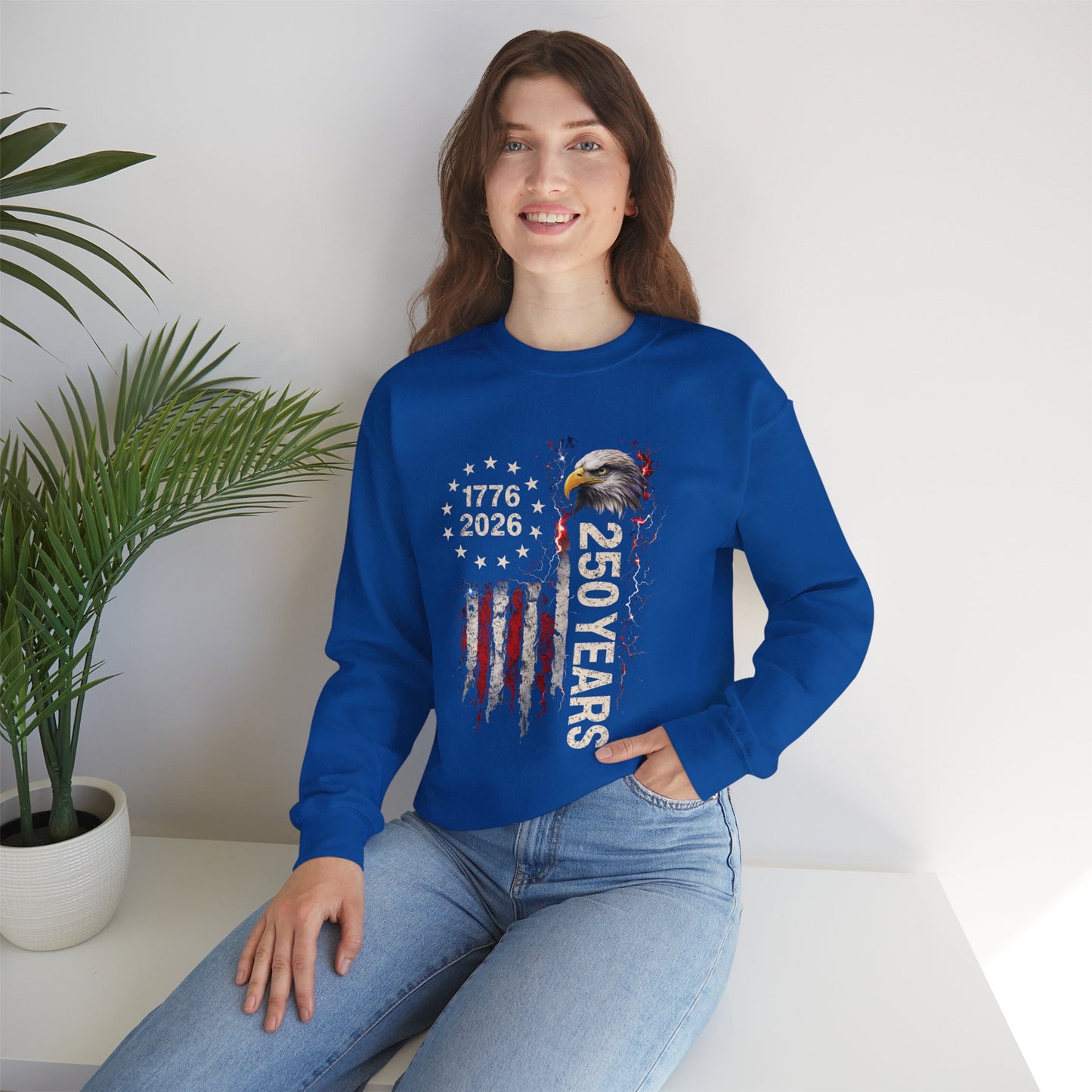 #250 1776-2026 250 Years USA Bicentennial Eagle Crewneck Sweatshirt