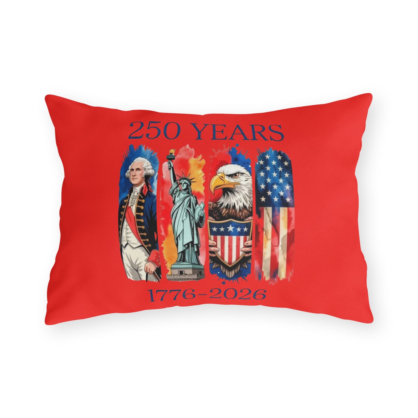 #250 250 Years American History Celebration 1776–2026 Patriotic Outdoor Throw Pillow