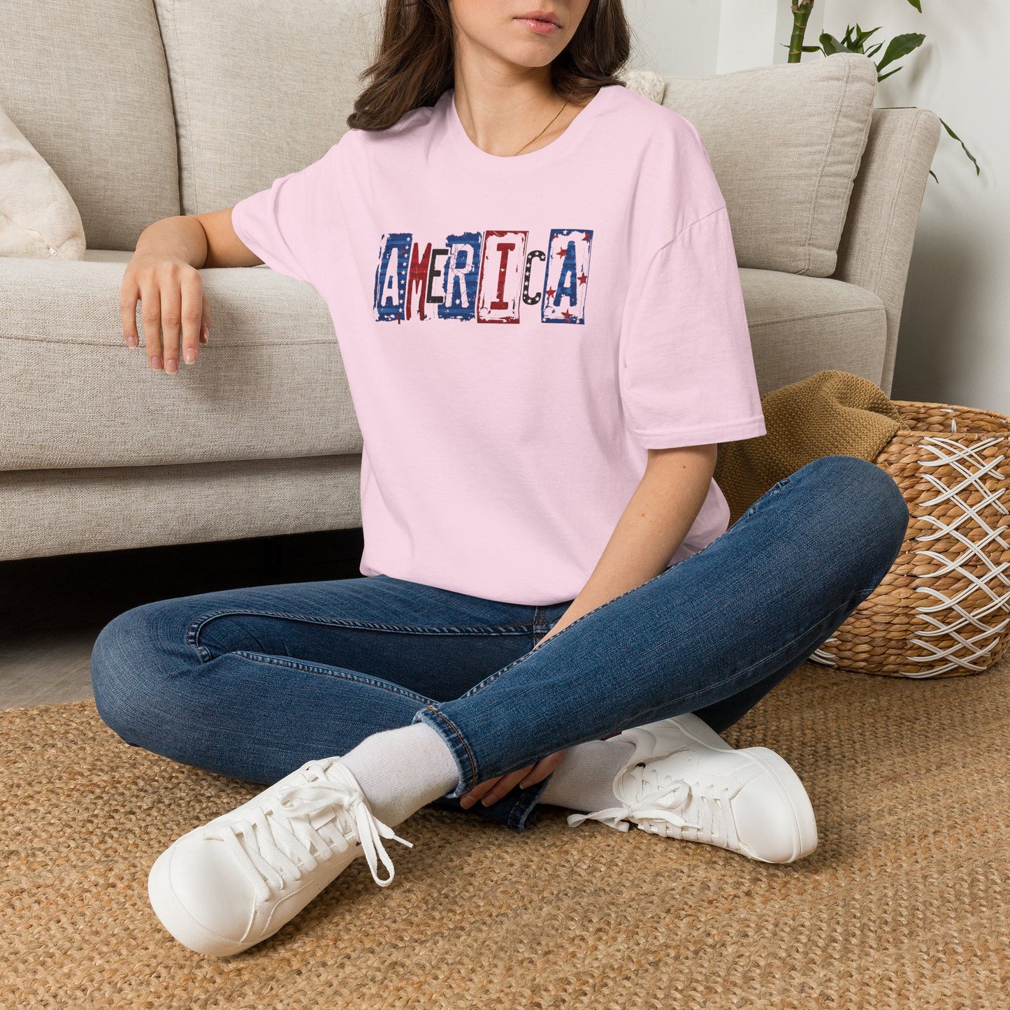 #250 America Retro Block Text Patriotic T-Shirt