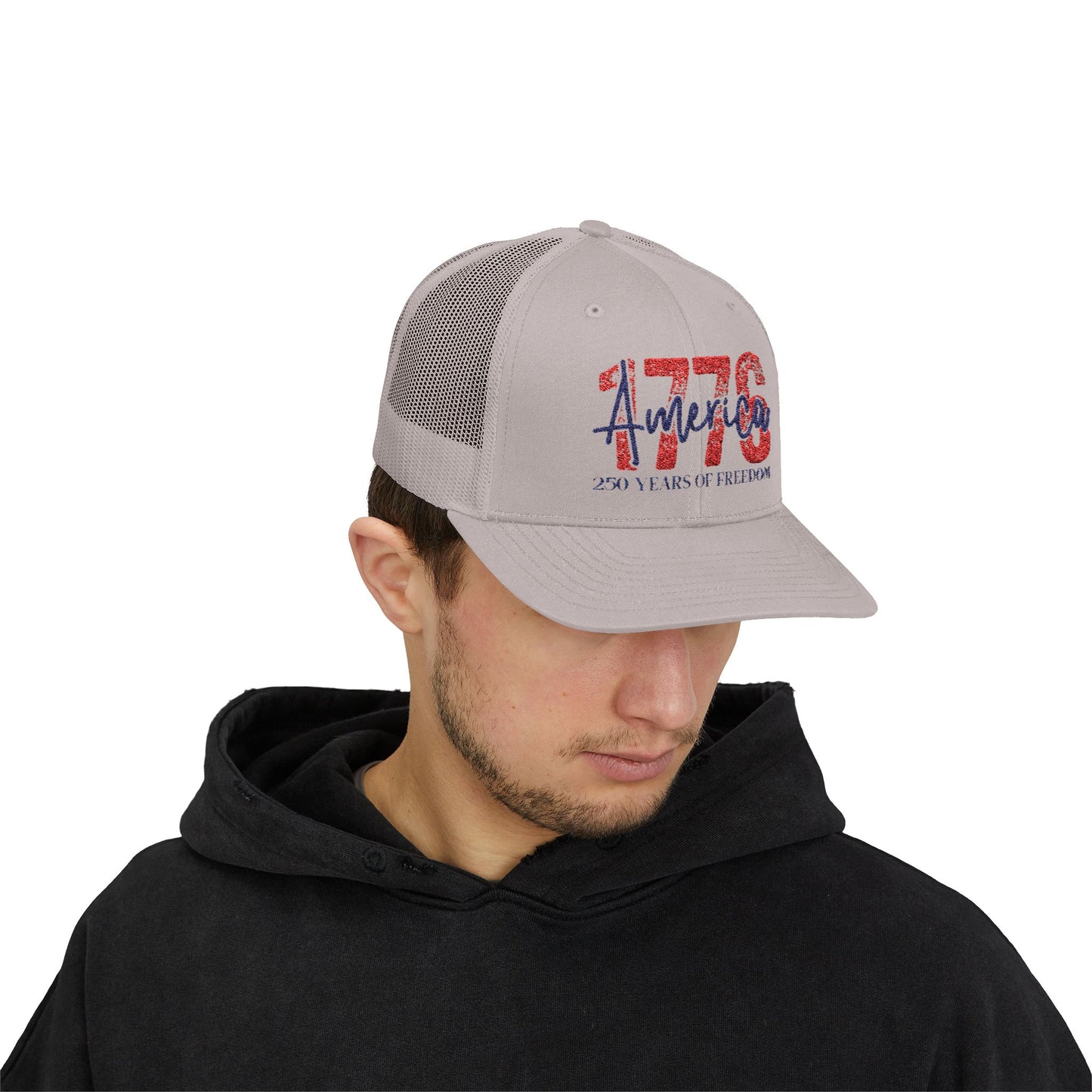 #250 1776 America: 250 Years of Freedom' Patriotic Independence Day Snapback Trucker Cap