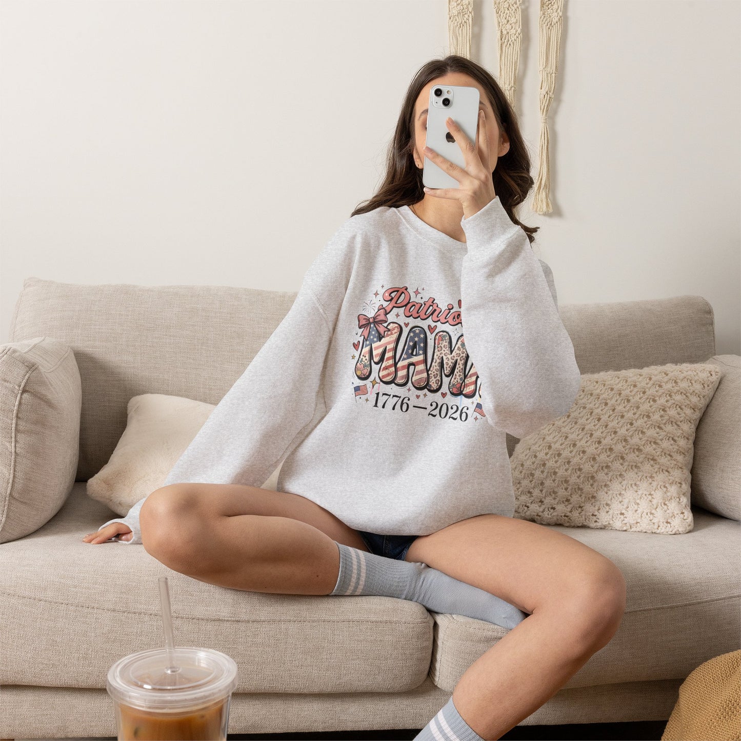 #250 Patriotic Mama 1776–2026 American Flag Sweatshirt