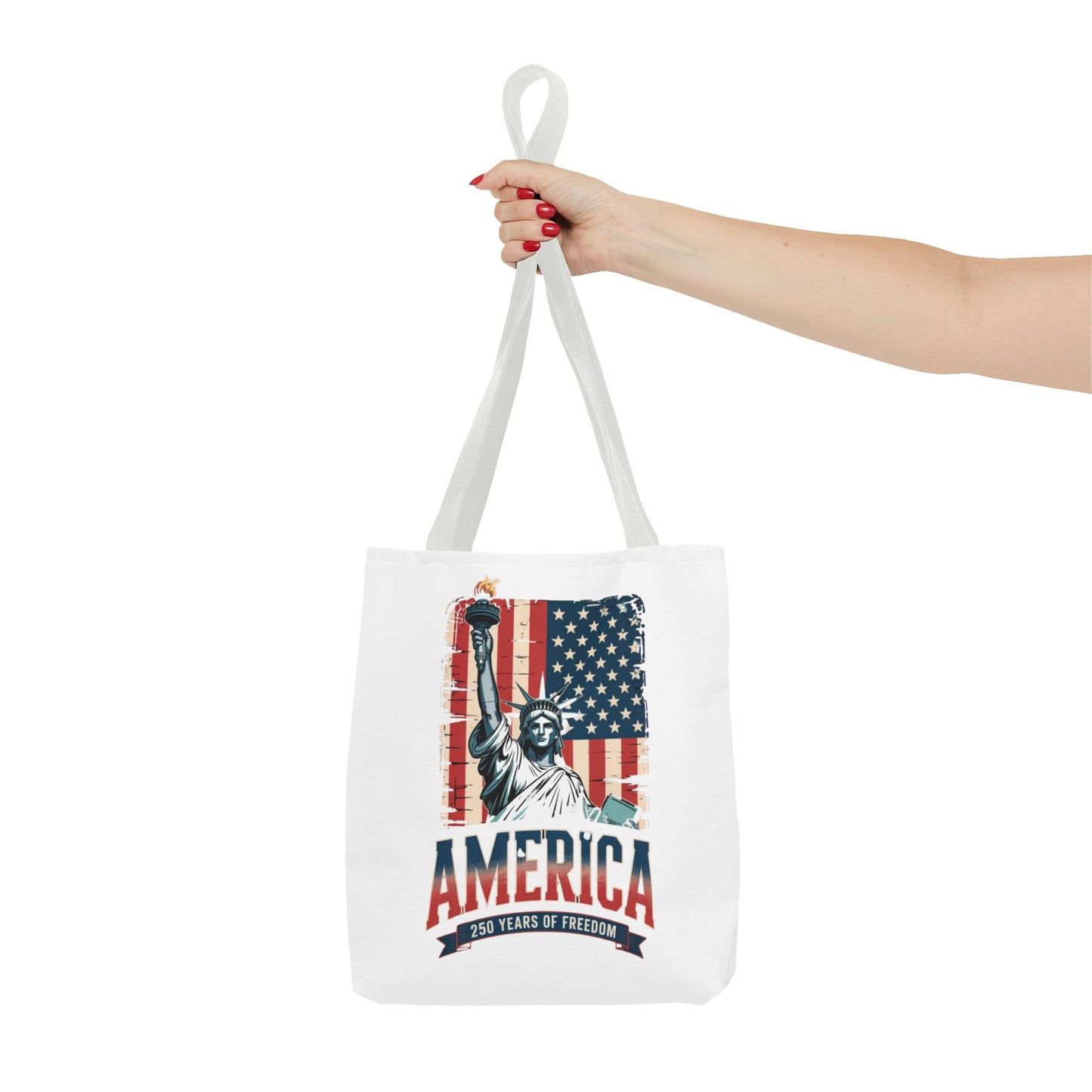 #250 Statue of Liberty American Flag 'America' Patriotic Independence Day Tote Bag