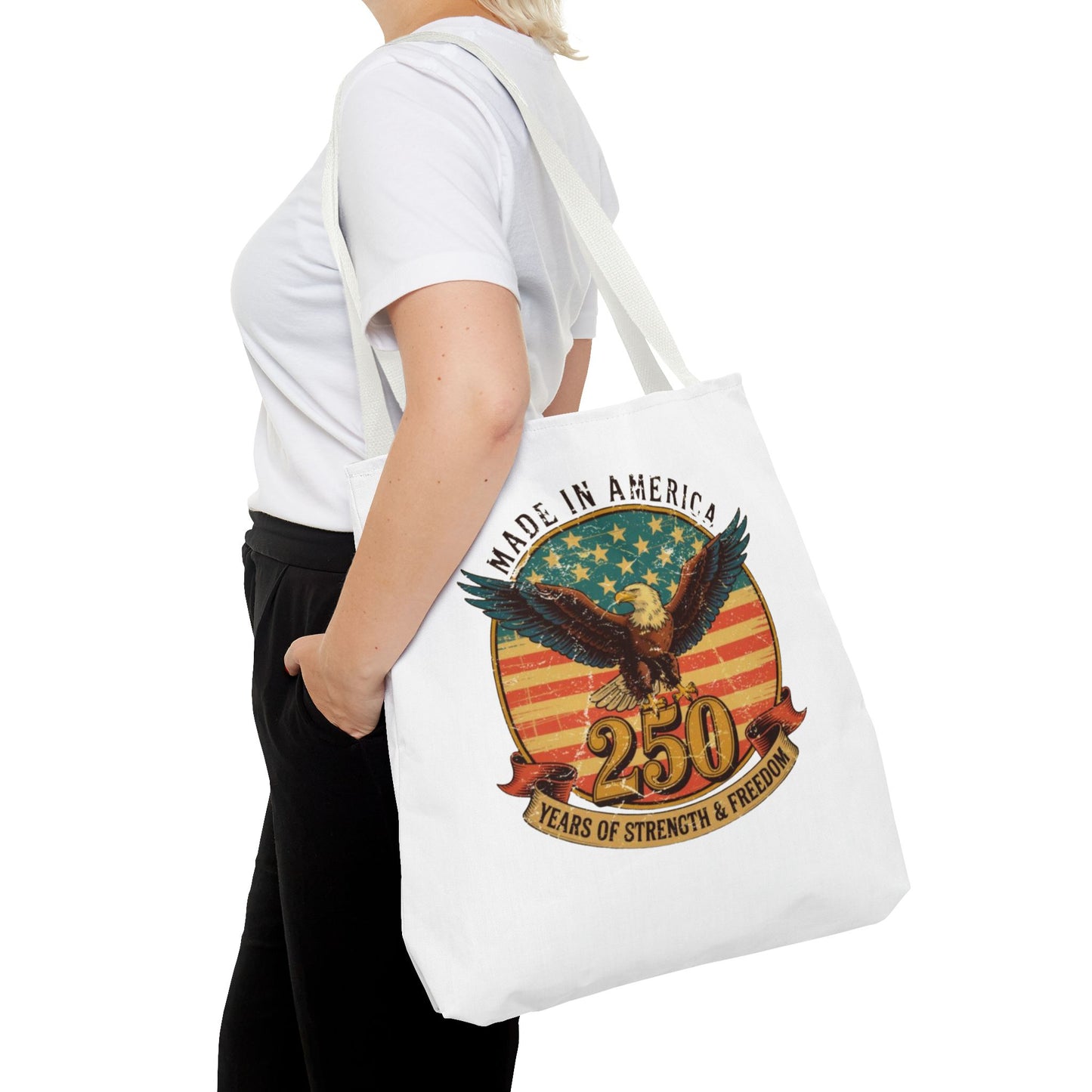 #250 Made in America Eagle 250th Anniversary Patriotic Tote Bag