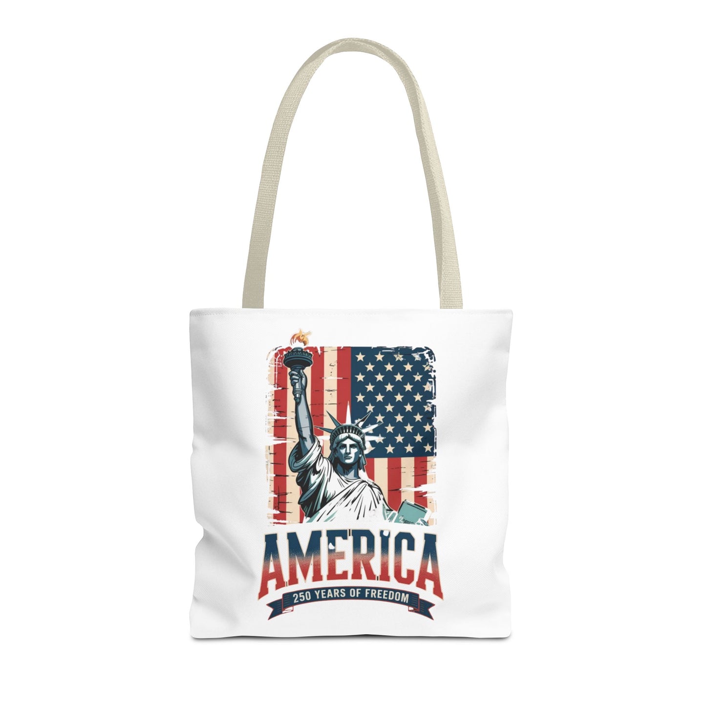 #250 Statue of Liberty American Flag 'America' Patriotic Independence Day Tote Bag